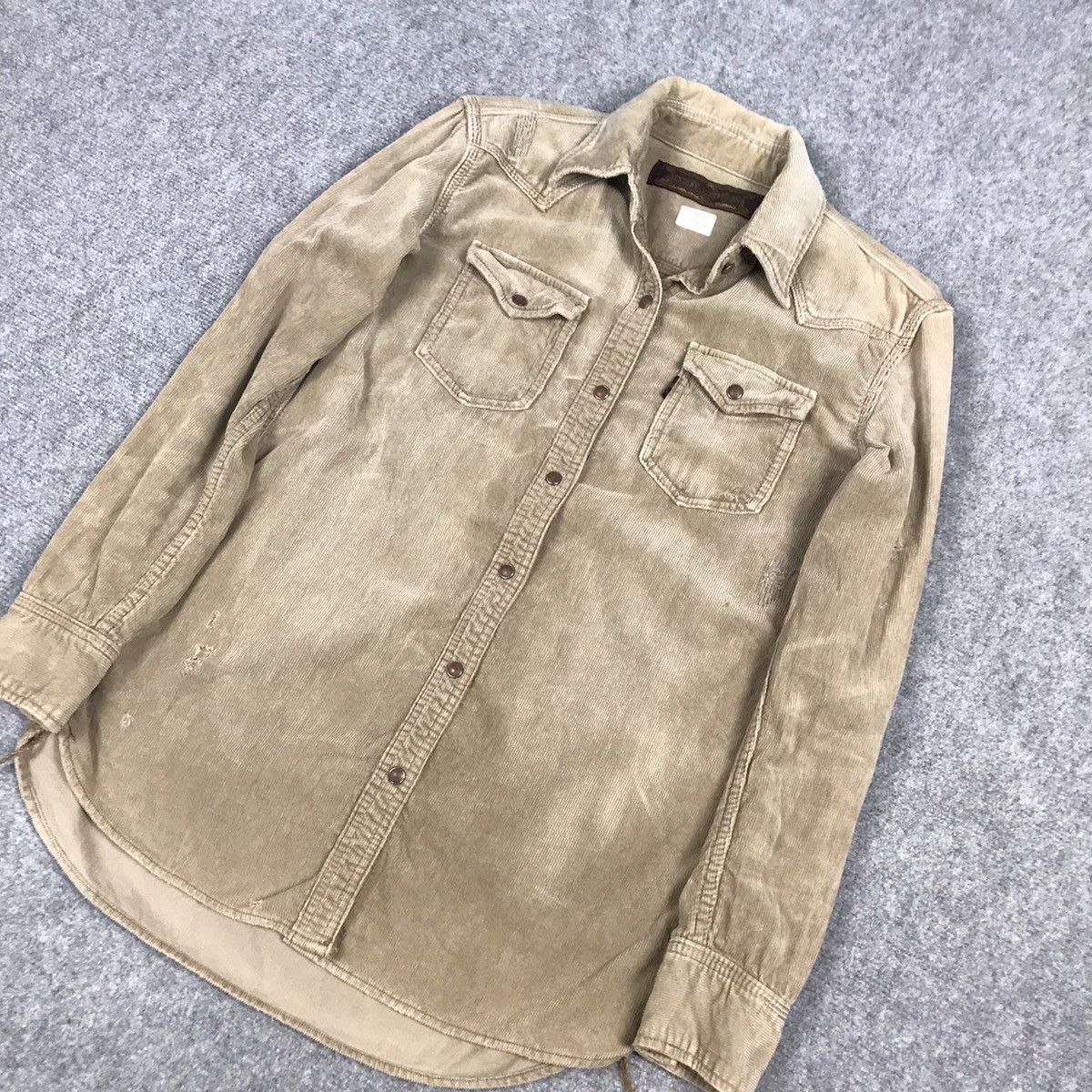 If Six Was Nine Genuine vintage Goa corduroy Distressed Snap button Shirt Size US S / EU 44-46 / 1 - 5 Thumbnail