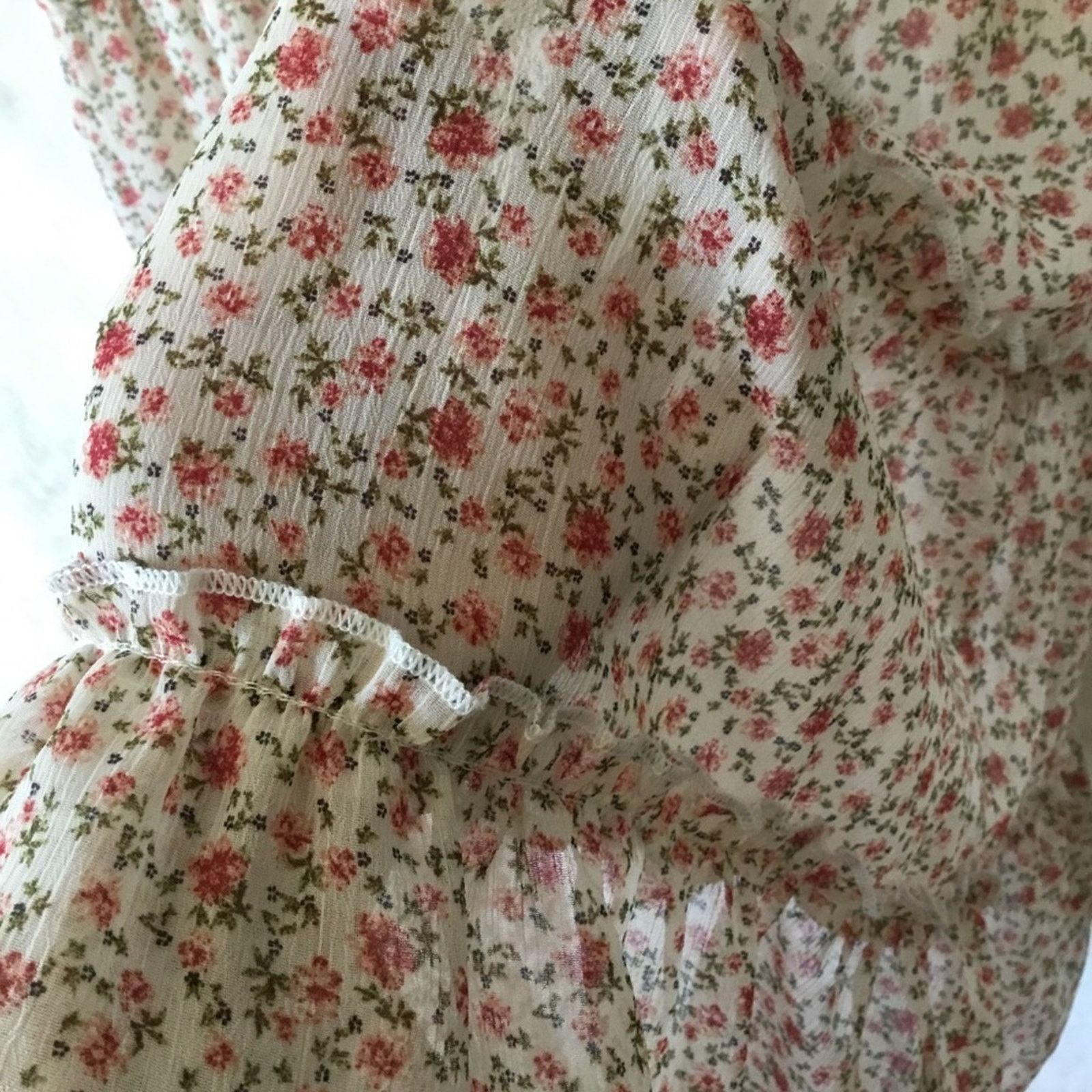 Other Trixxi Tan Floral-Print Chiffon Tiered Fit & Flare Dress Size M / US 6-8 / IT 42-44 - 5 Thumbnail