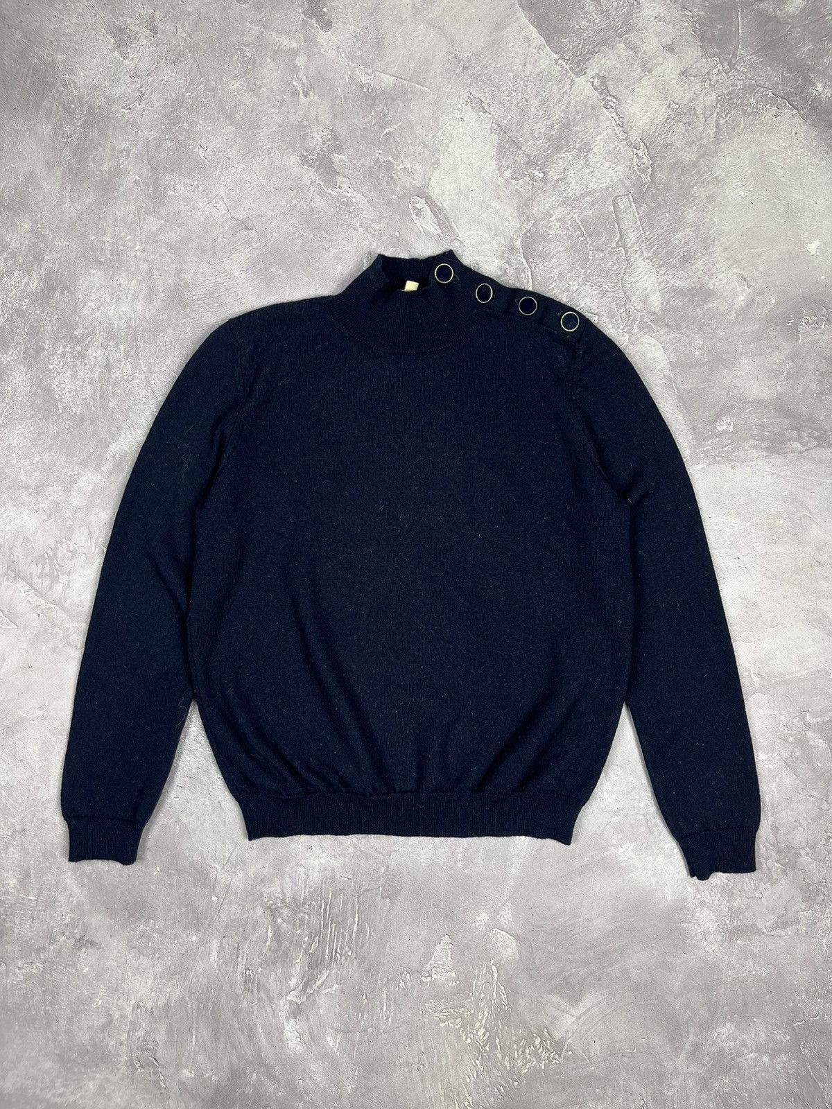 SEZANE Wool Button Neck Sweater Size S Blue