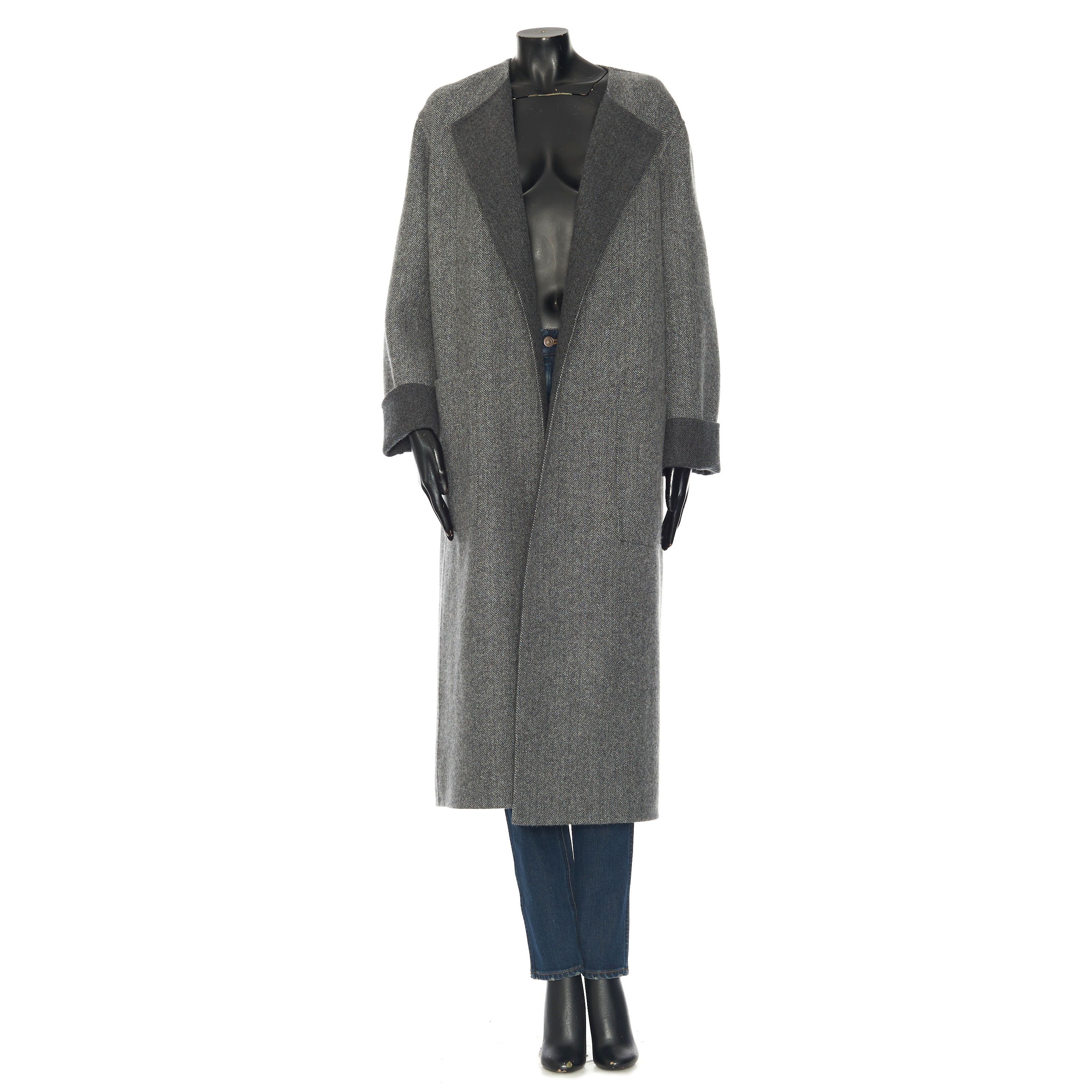 Celine Pure Collar Coat In Gray Double Face Cashmere Size S / US 4 / IT 40 - 1 Thumbnail