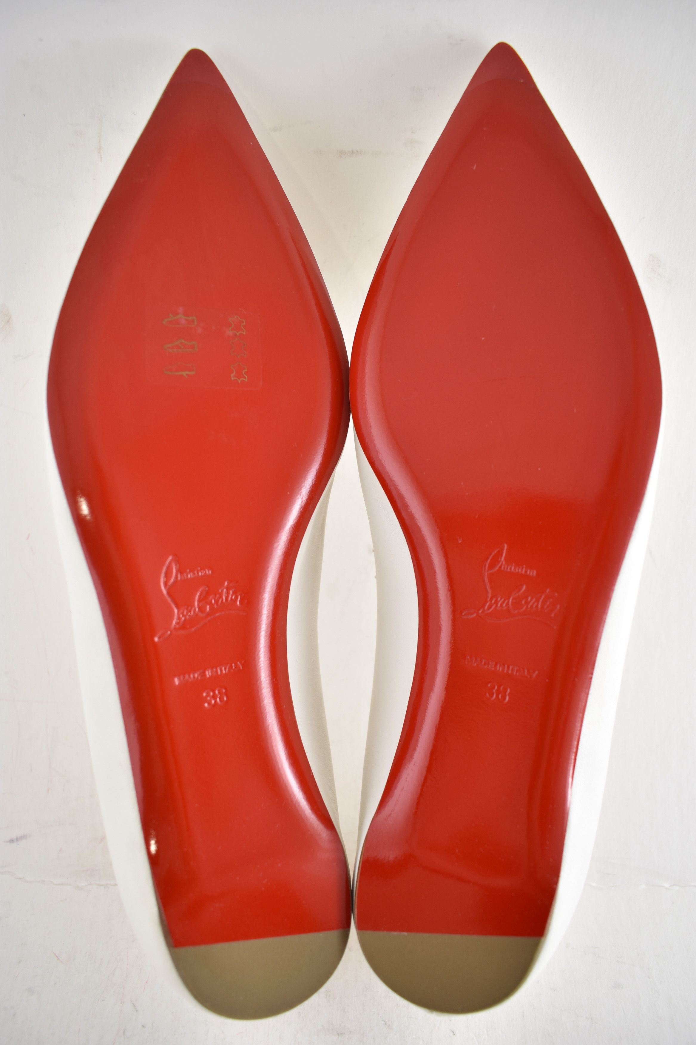 Christian Louboutin Anjalina Flat White Snow Leather Spike Pointed Ballerina 38 Size US 8 / IT 38 - 18 Thumbnail
