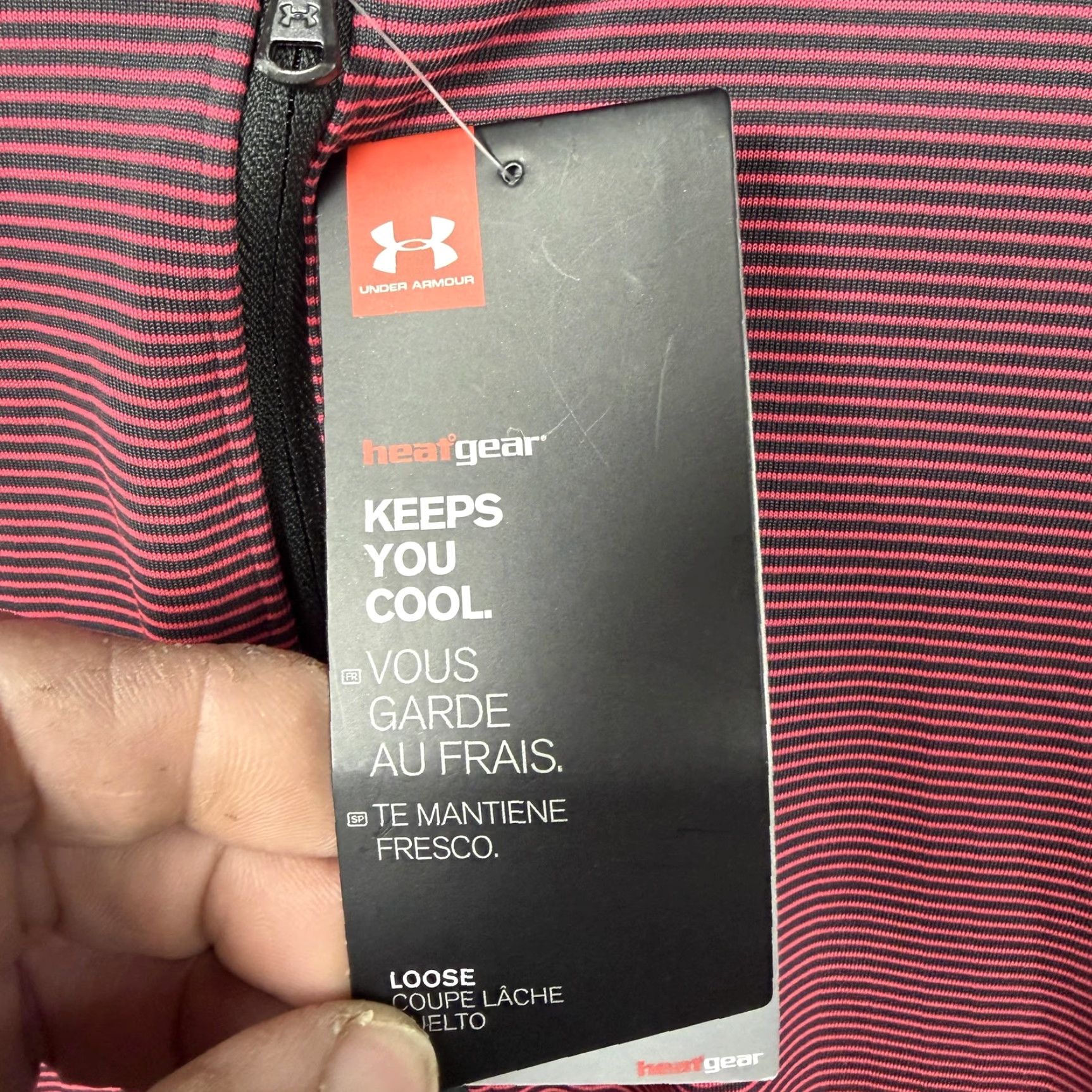 Under Armour Under Armour HeatGear Pullover Womens XS Pink Gray 1/4 Zip Striped NWT Size XS / US 0-2 / IT 36-38 - 3 Thumbnail