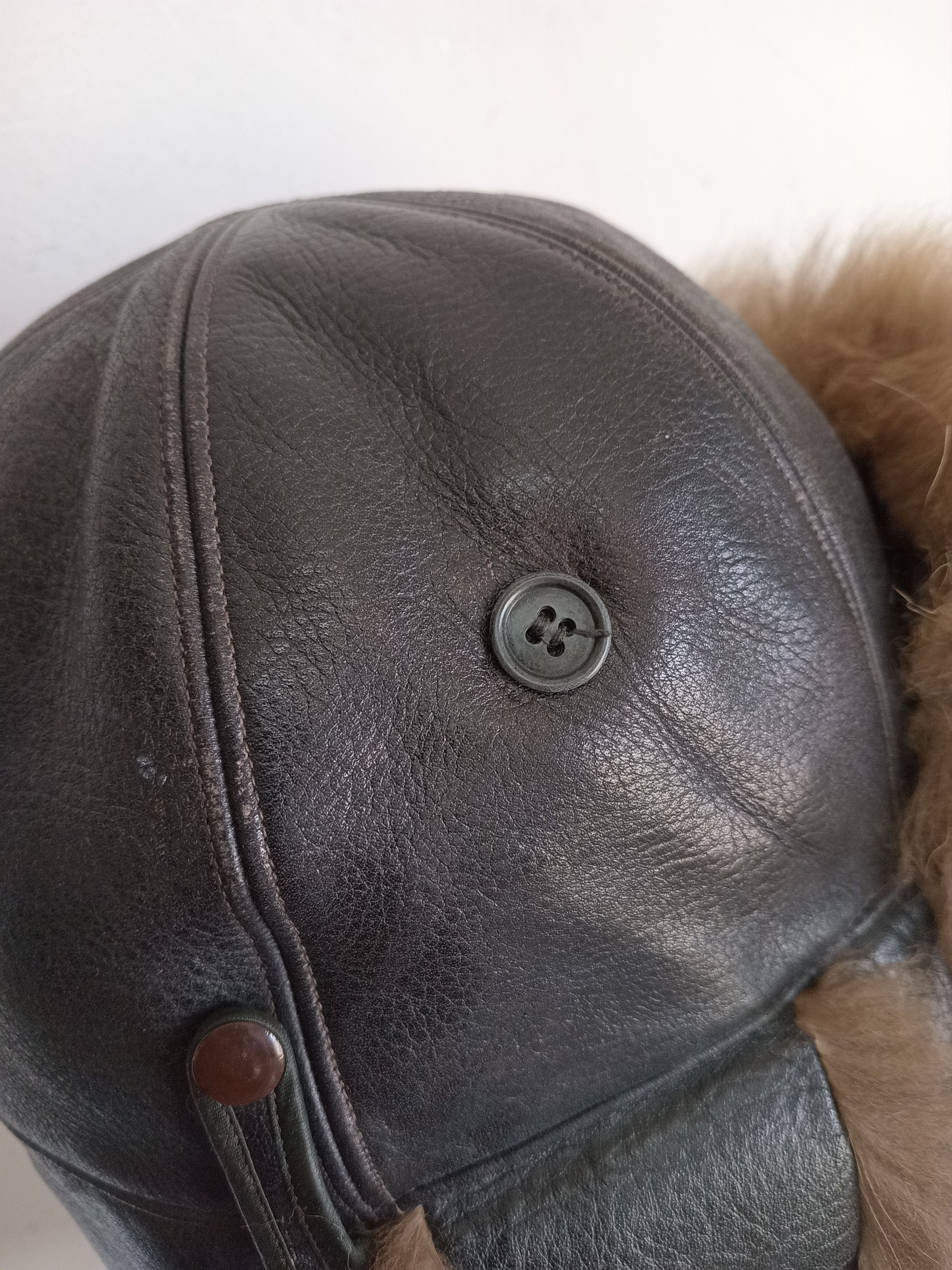 Genuine Leather × Vintage Vintage Faux Fur Pilot Aviator Flight leather Hat Size ONE SIZE - 7 Thumbnail