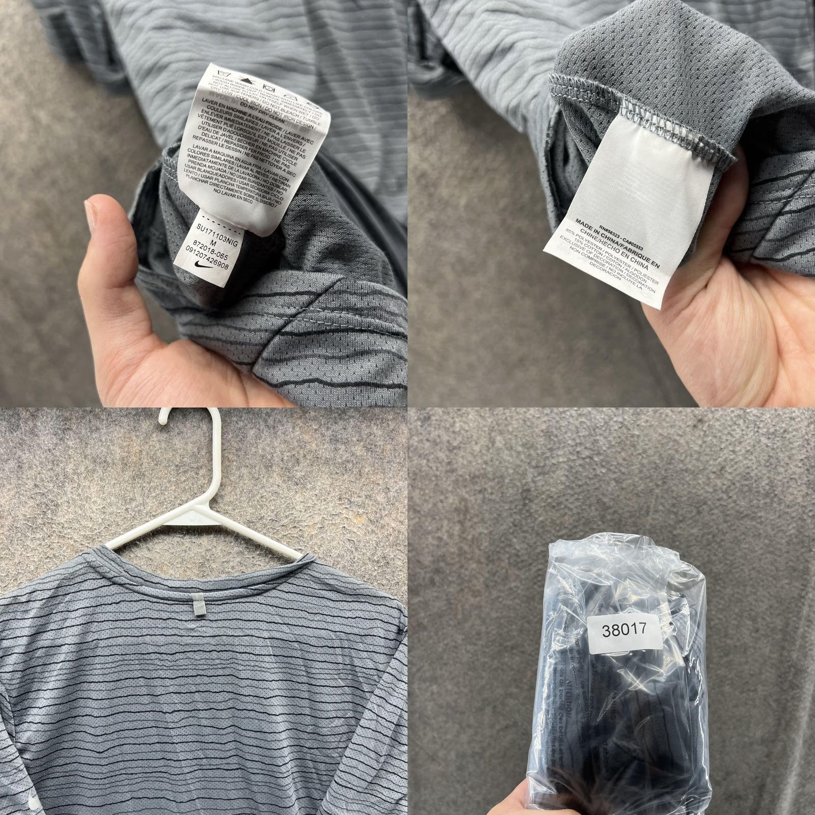 Nike Nike Dri-FIT Running Shirt Mens Medium Gray Stripe Athletic Training Top Size US M / EU 48-50 / 2 - 8 Thumbnail