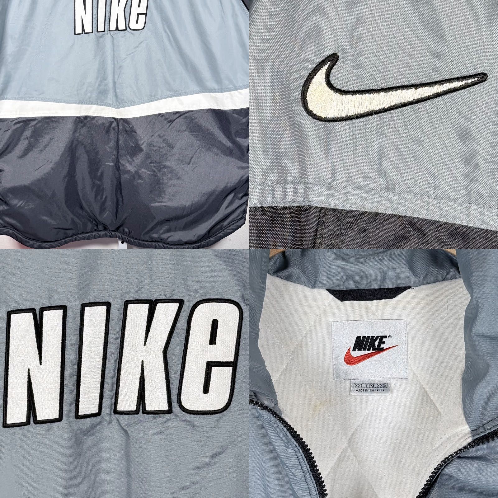 Nike VINTAGE Nike Puffer Jacket Gray Blue Spellout Logo Full Zip Coat Men 2XL 90s Logo Casual Travel Outdoors Mens Size US XXL / EU 58 / 5 - 8 Thumbnail