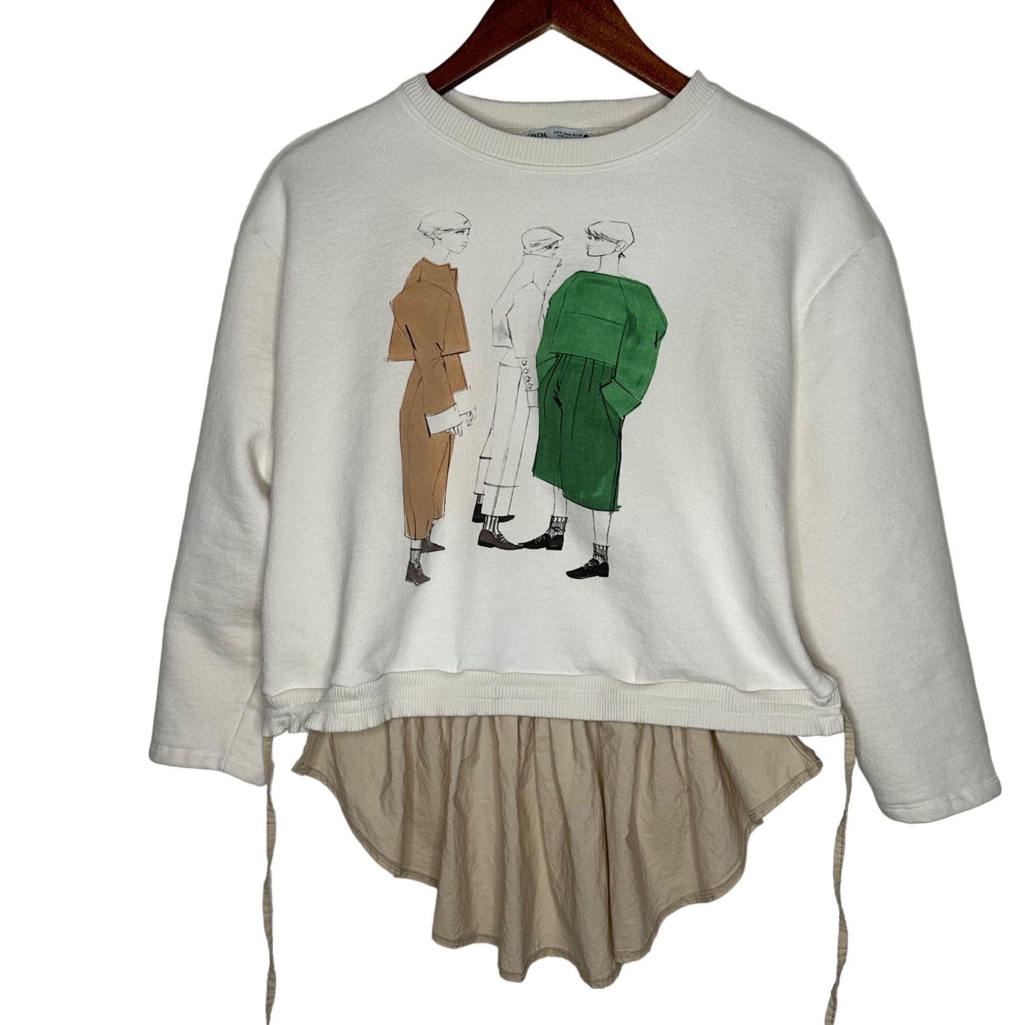 Zara Zara combination sweatshirt Cream Sz Medium Size M / US 6-8 / IT 42-44 - 3 Thumbnail