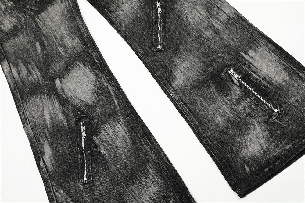 Japanese Brand Men's zippered loose straight-leg punk dirty jeans Size US 32 / EU 48 - 6 Thumbnail