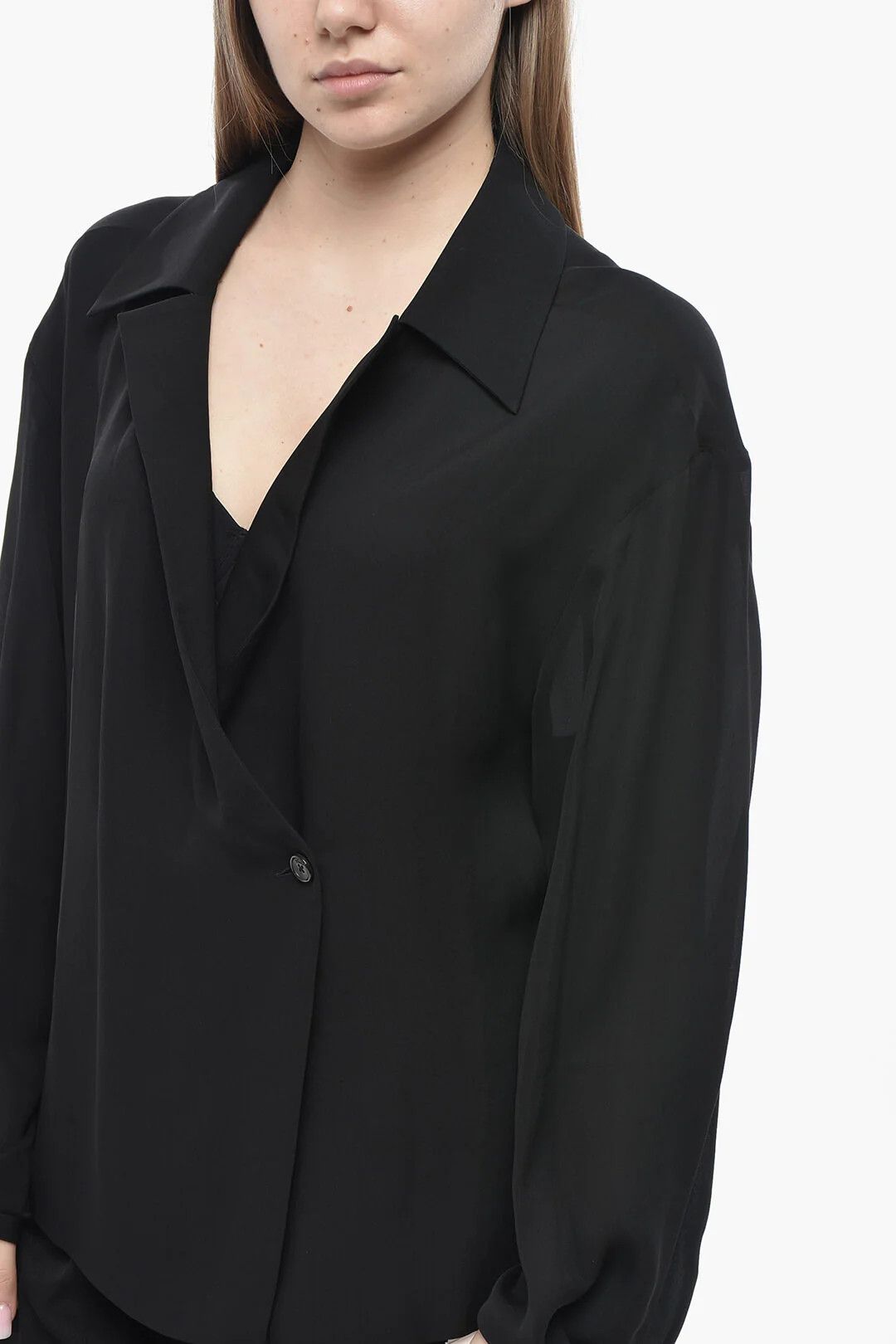 KHAITE og1mm0426 Silk Blouse in Black Size S / US 4 / IT 40 - 3 Thumbnail