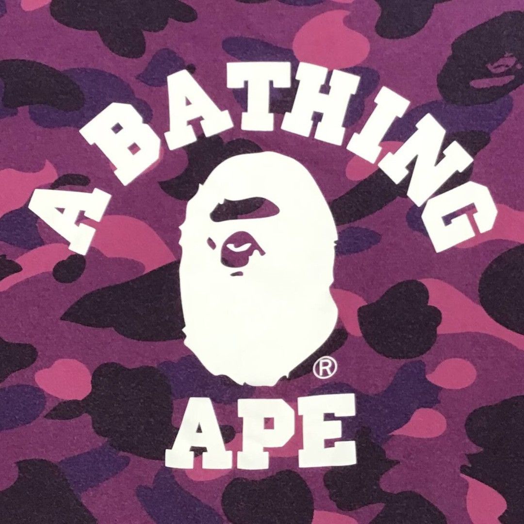 Bape BAPE Purple camo college logo T-shirt a bathing ape Size US L / EU 52-54 / 3 - 2 Thumbnail