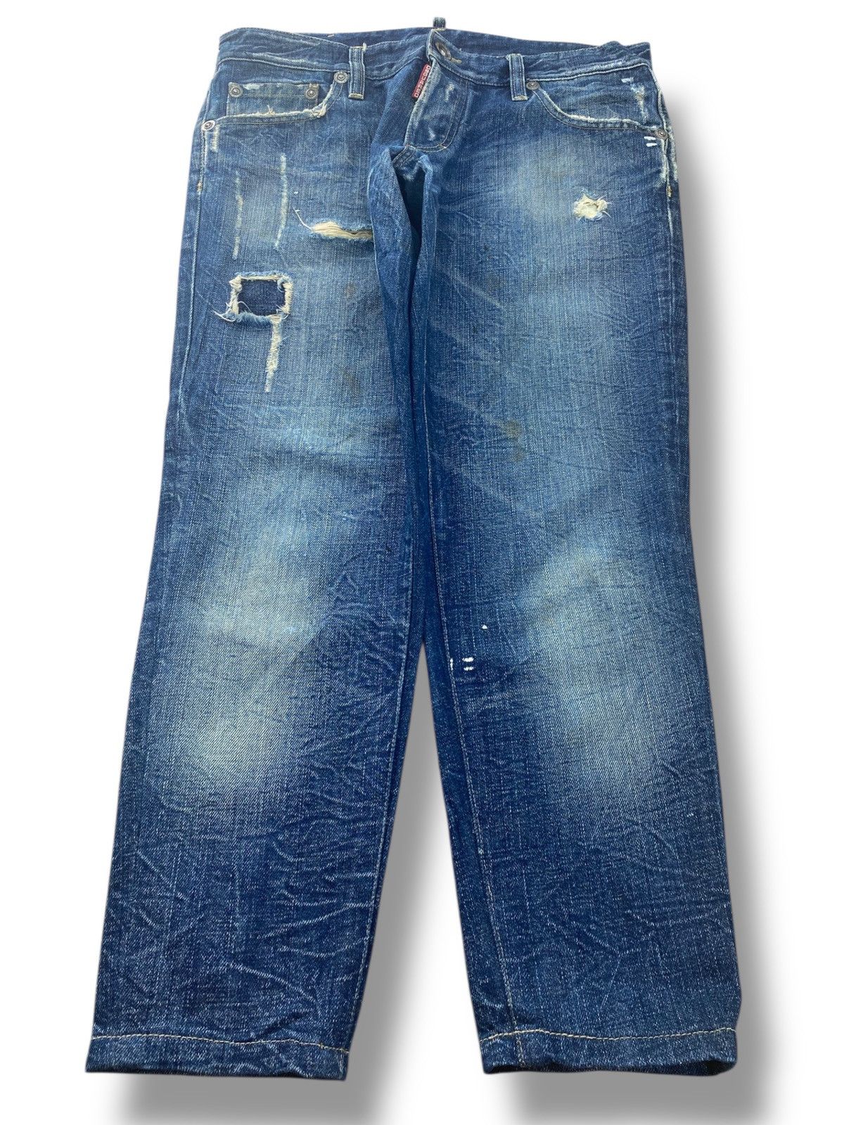 Dsquared2 Dsquared2 Faded Wash Distressed Style Skinny Leg Jeans Size US 33 - 1 Thumbnail