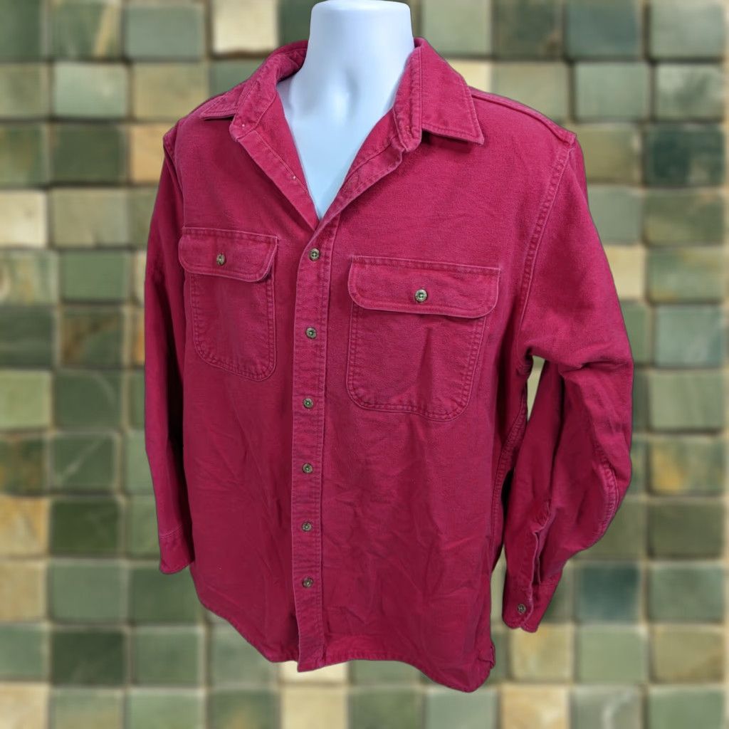 Vintage VINTAGE Gander Mountain CHAMOIS FLANNEL WORK SHIRT Men XL T USA Red XLT Cotton Flannel Heavyweight 80s Button-Up | Workwear Mens Size US XL / EU 56 / 4 - 1 Thumbnail