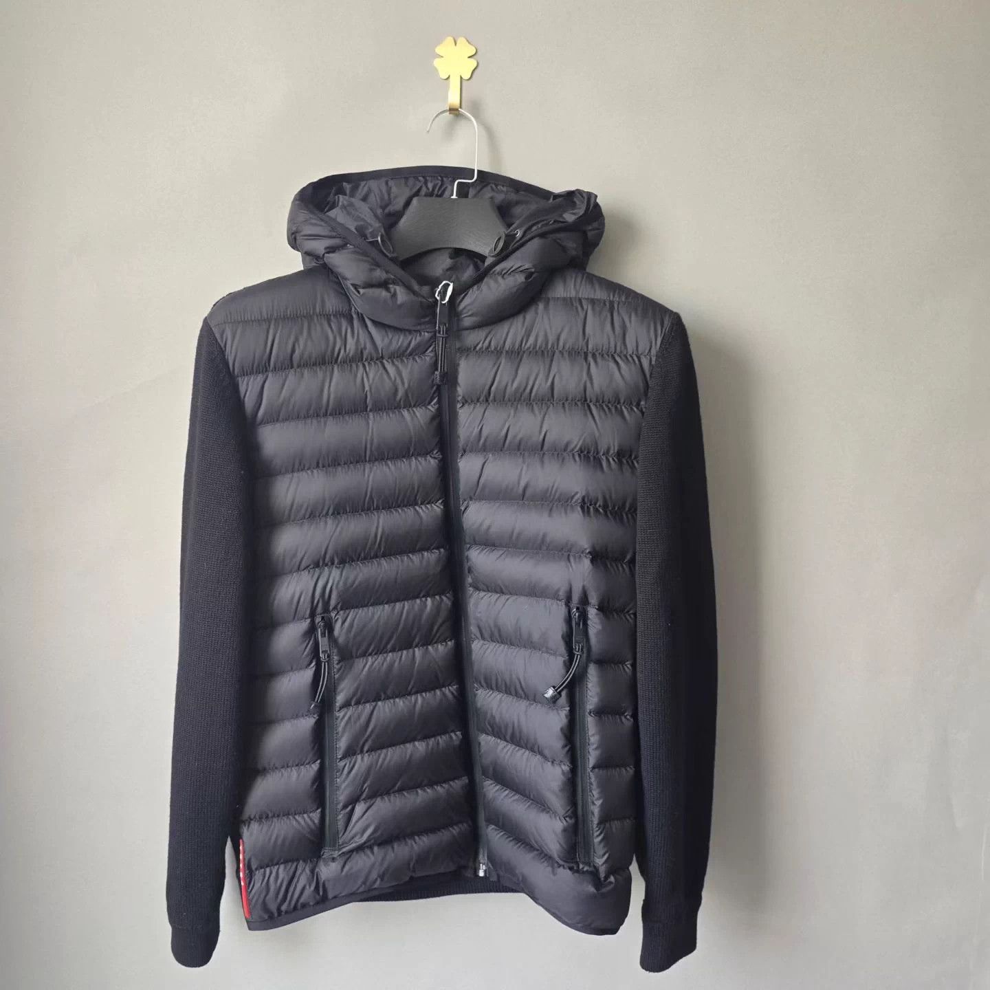 Prada Prada logo knit hem panelled down jacket 50 Size US M / EU 48-50 / 2 - 1 Thumbnail