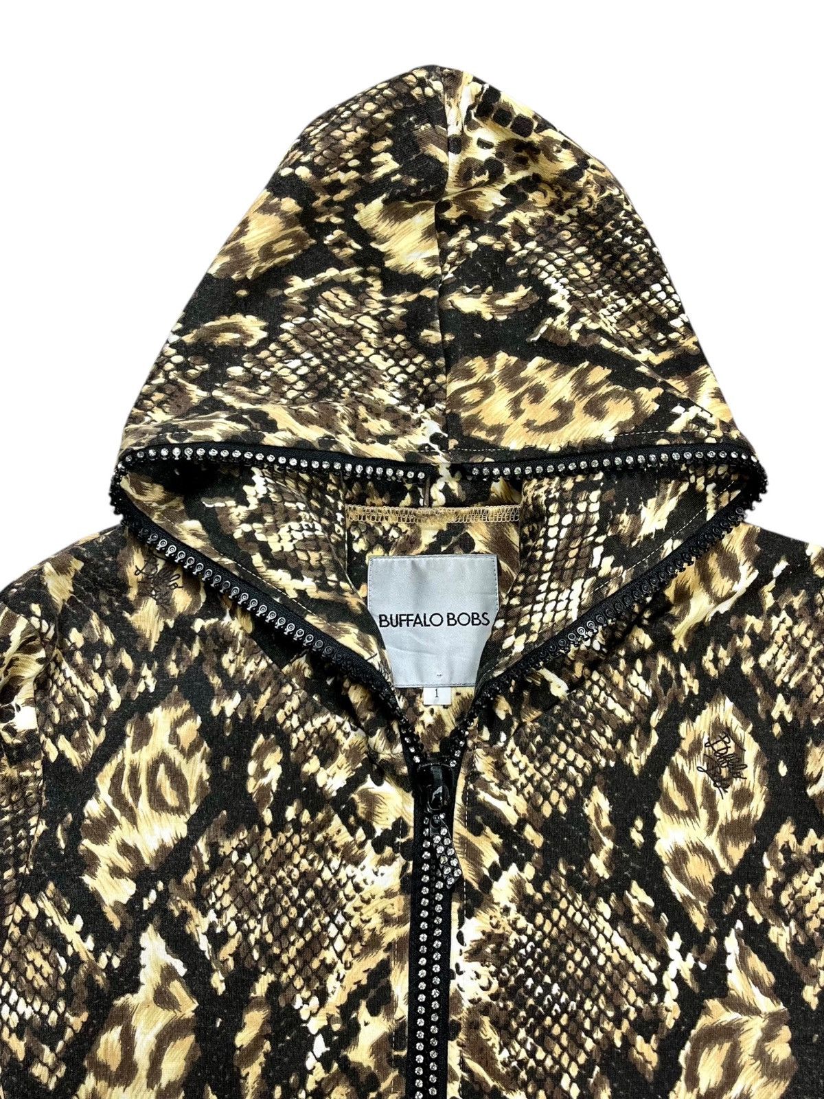 BUFFALO BOBS 2000s Buffalo Bobs - Thumbhole Cyber Reptilian Zip Hoodie Size US M / EU 48-50 / 2 - 5 Thumbnail
