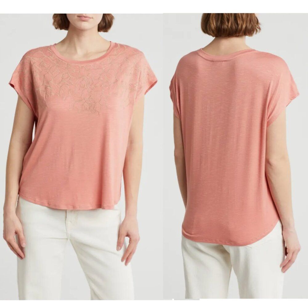 Adrianna Papell NWT New $99 Adrianna Papell Floral Embroidered Short Sleeve Size XL / US 12-14 / IT 48-50 - 1 Thumbnail