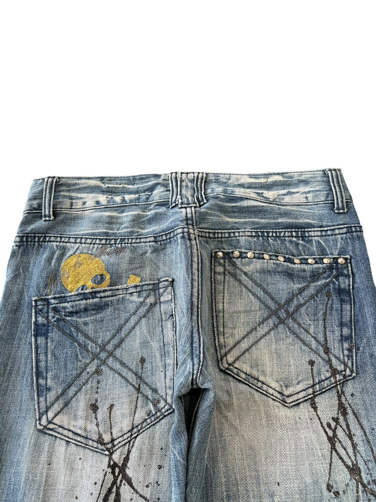 If Six Was Nine Vintage Japanese Brand Punk Splattered Distress Flare Jeans Size US 31 - 8 Thumbnail