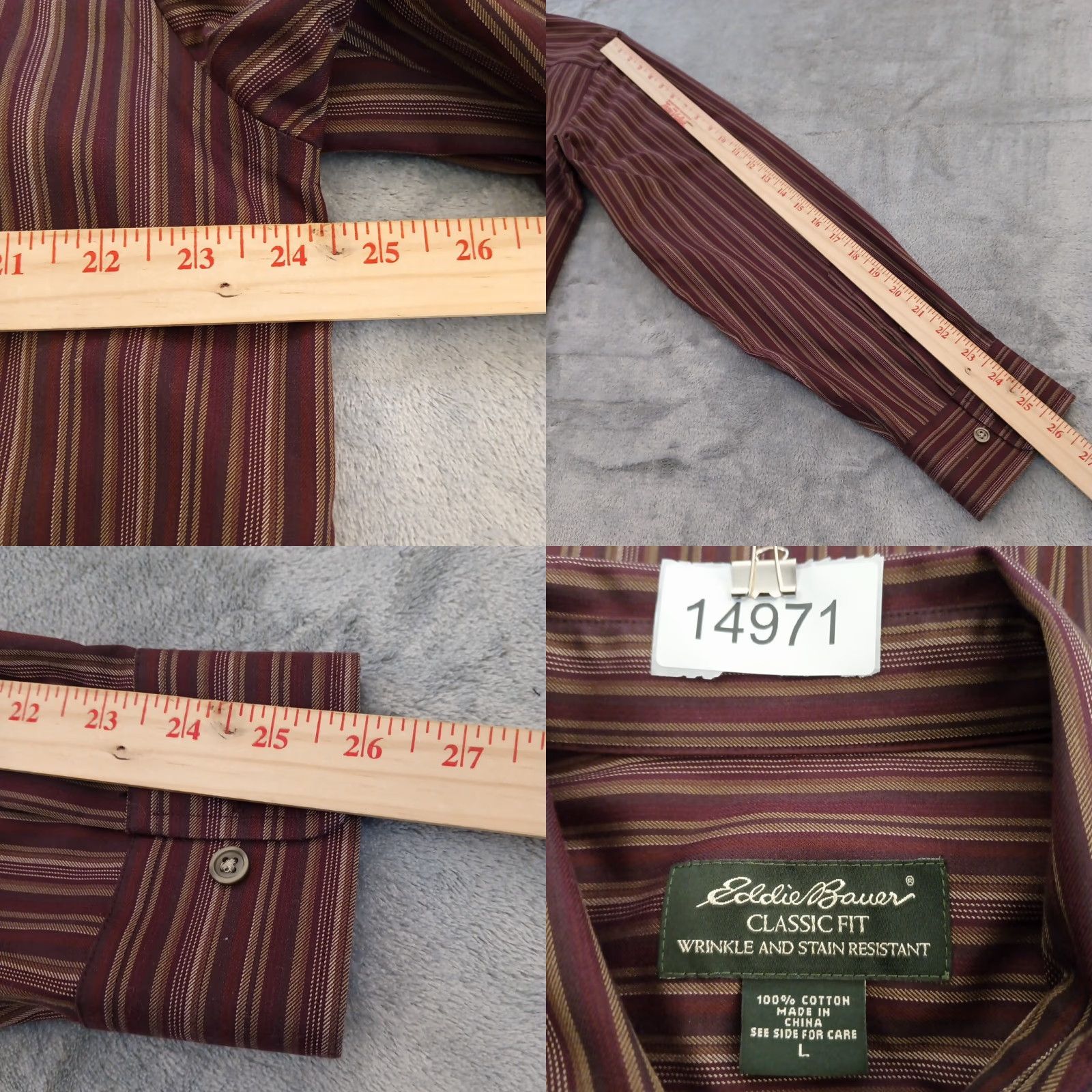 Eddie Bauer Eddie Bauer Shirt Mens Large Brown Striped Long Sleeve Button-Up Classic Fit Gentlemen Mens Brown Striped Shirt Size US L / EU 52-54 / 3 - 8 Thumbnail