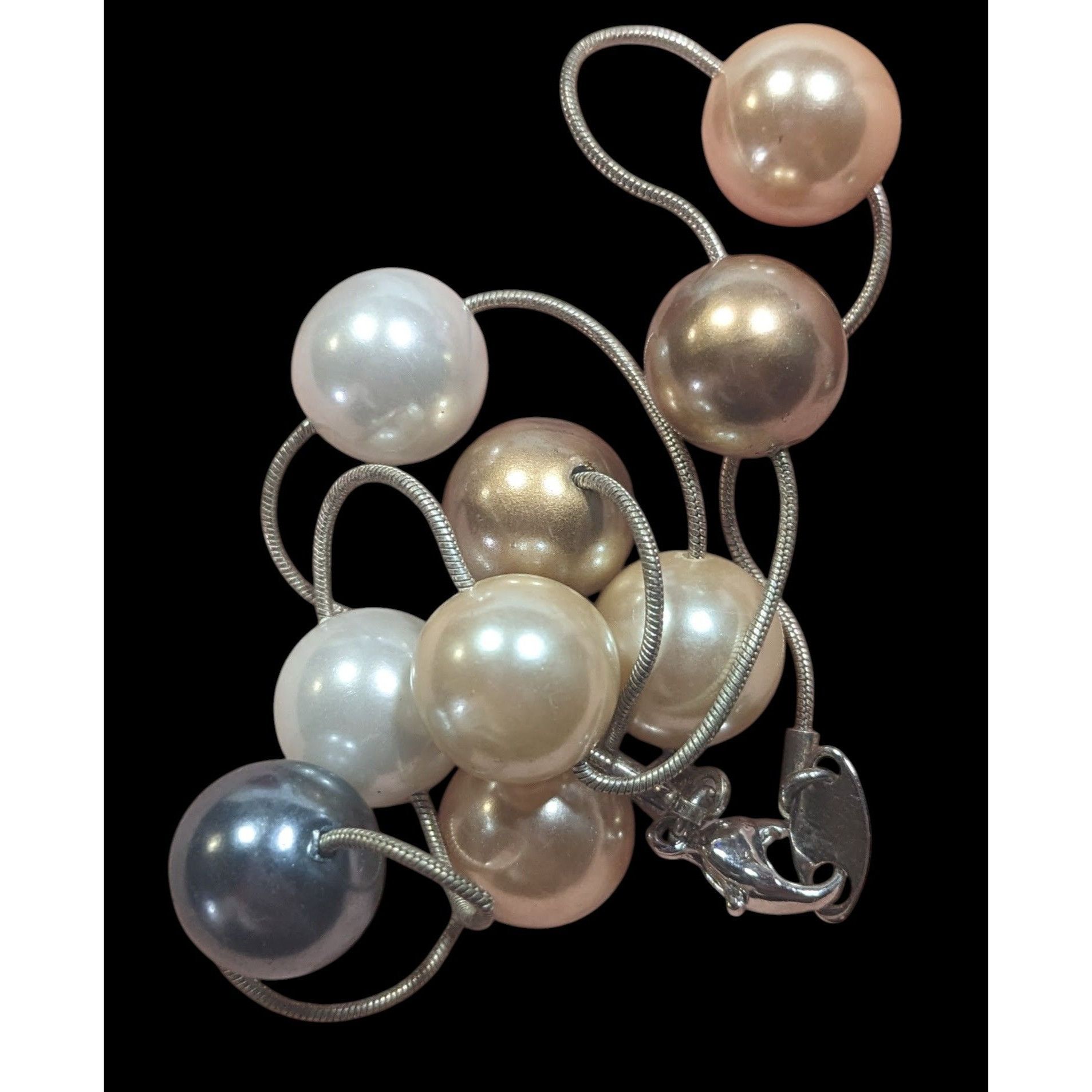 Monet Vintage Monet Multi-Metallic Faux Pearl Station Necklace Size ONE SIZE - 5 Thumbnail