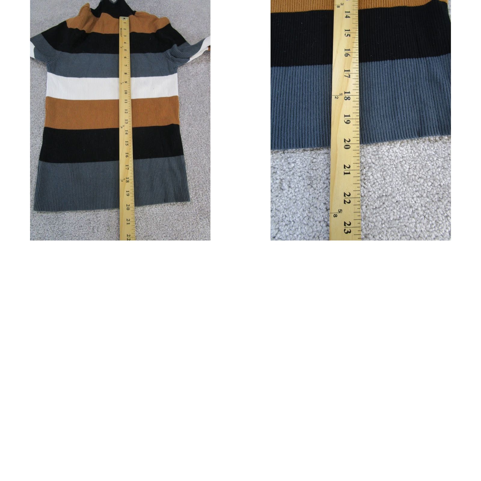Zara VINTAGE Zara Sweater Striped Pullover Womens Large Black Long Sleeve Mock Neck Size L / US 10 / IT 46 - 8 Thumbnail