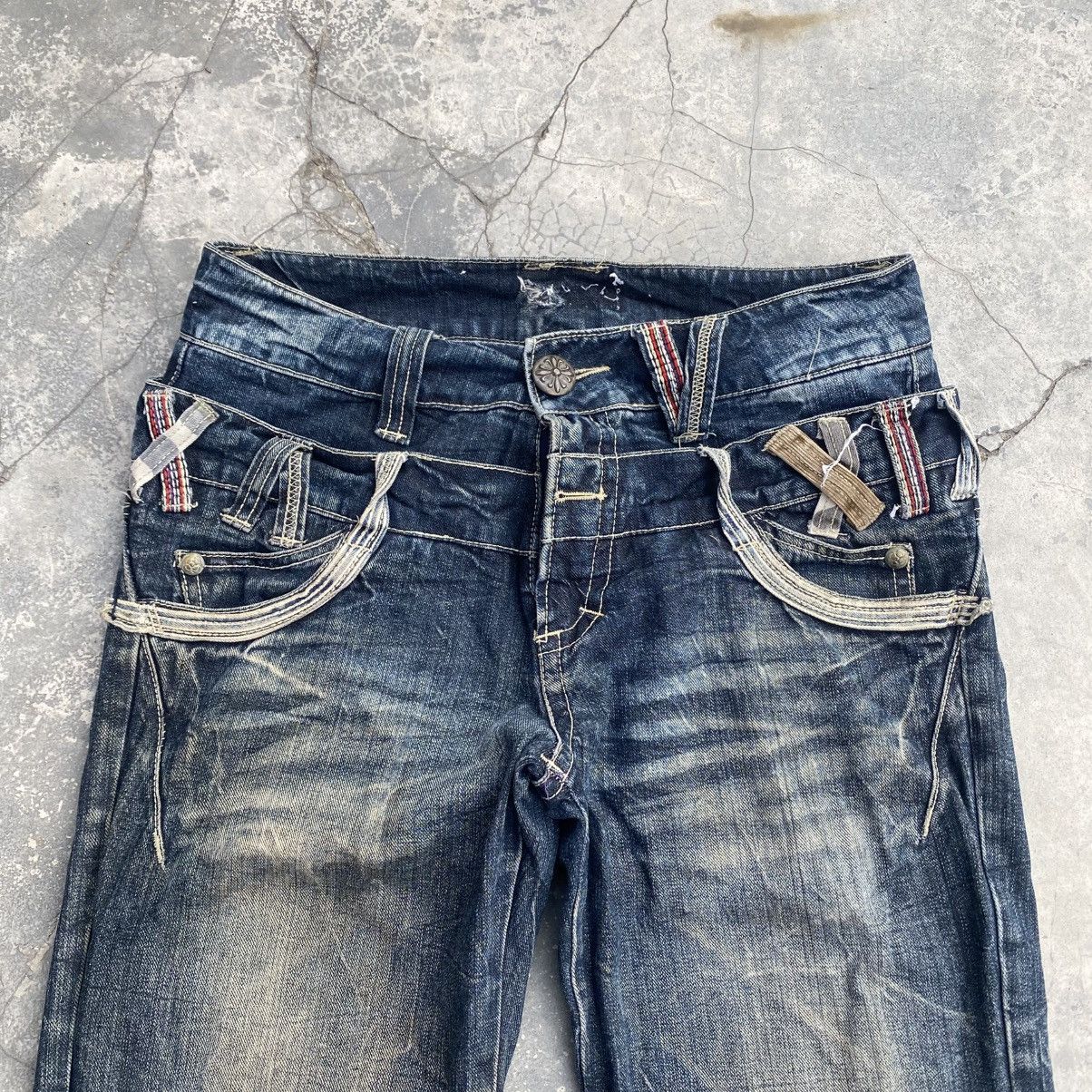 Japanese Brand Vintage Distressed Grunge Double Waist Jeans Size US 30 / EU 46 - 2 Thumbnail