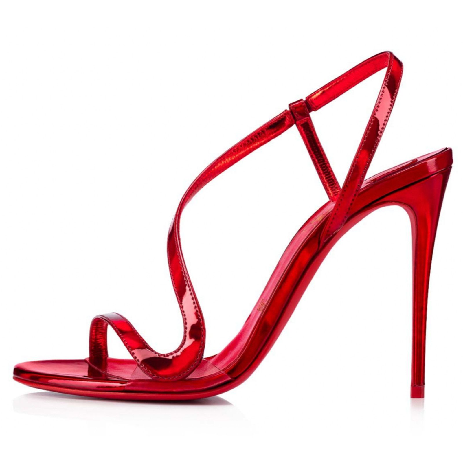 Christian Louboutin Rosalie 100 Red Patent PVC Ankle Strap Sandal Heel Pump 36.5 Size US 6.5 / IT 36.5 - 3 Thumbnail
