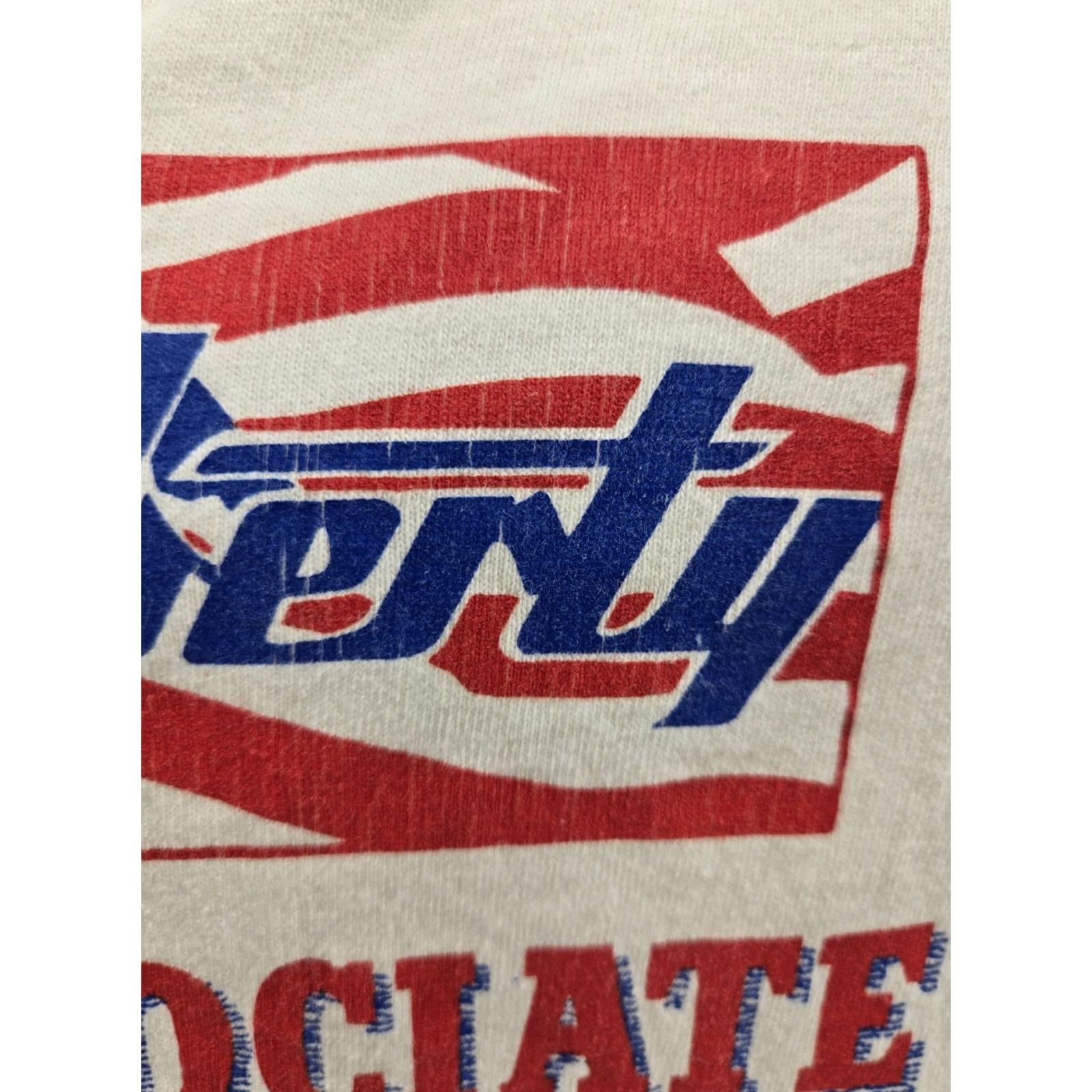 Vintage VINTAGE DISTRESSED Liberty Overalls Associate T Shirt Single Stitch Size Large Cream (#) Size US L / EU 52-54 / 3 - 5 Thumbnail