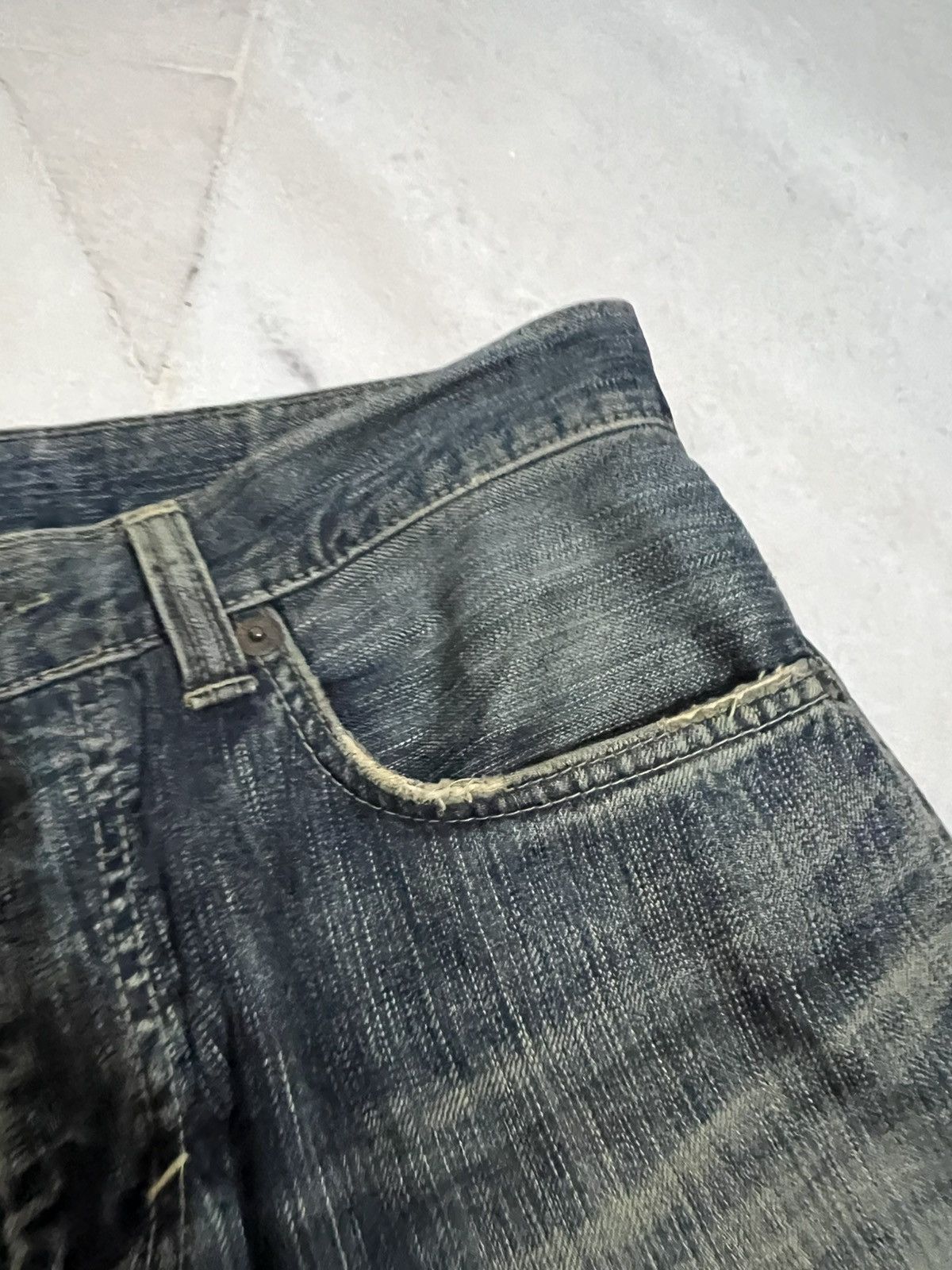 Edwin × If Six Was Nine 🌈Flare Vintage Edwin 503 Blue Trip Distressed Mud Wash Jean Size US 34 / EU 50 - 15 Thumbnail