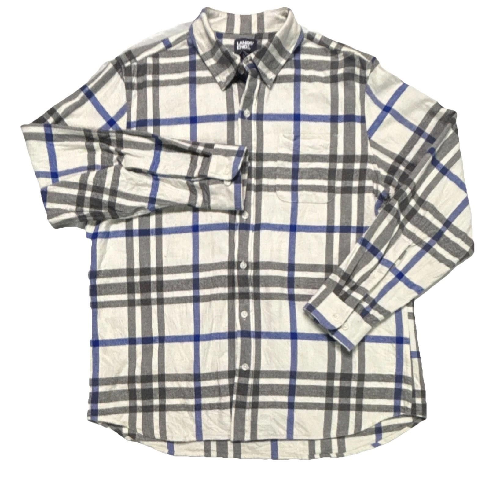 Lands' End Lands' End Plaid Flannel Shirt XL Traditional Fit Men Size US XL / EU 56 / 4 - 1 Thumbnail