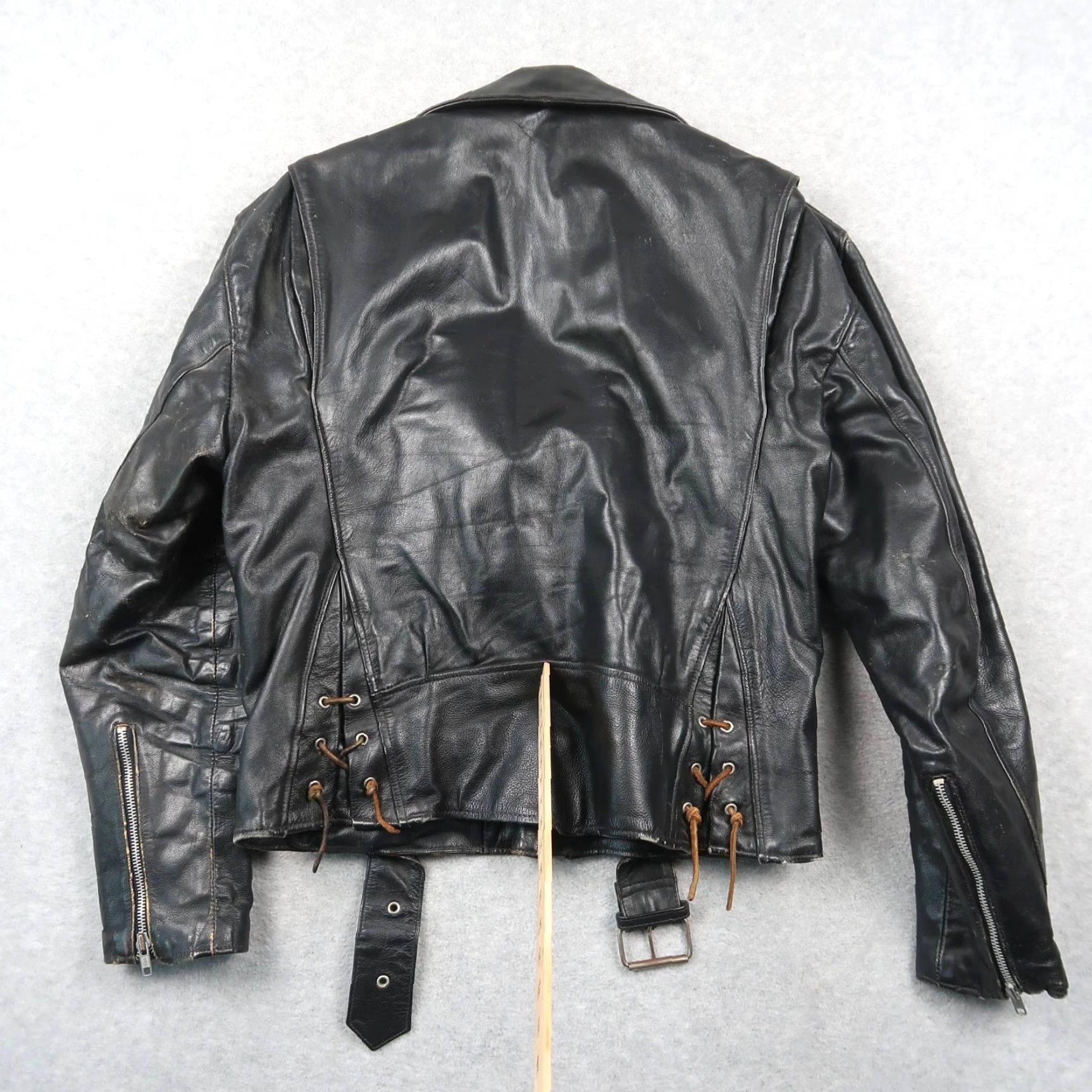 Harley Davidson VINTAGE Harley-Davidson Men Jacket 38 Black Leather Biker Zip Pockets Lined Size US XXS / EU 40 - 2 Thumbnail