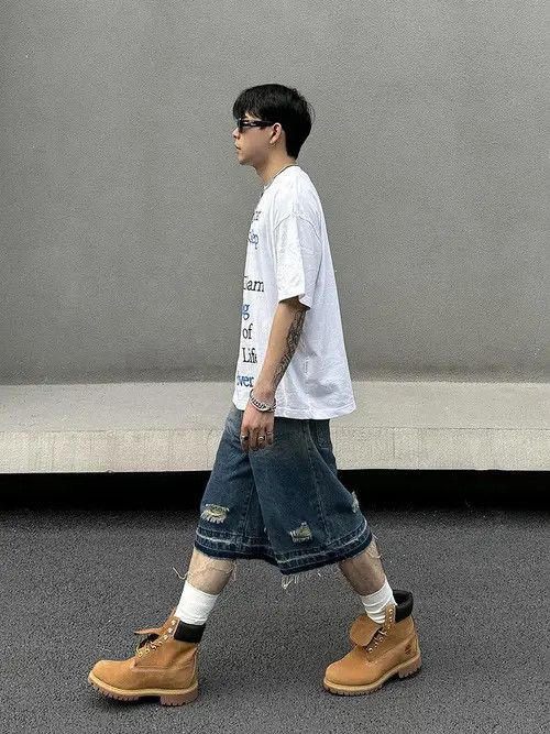 Jean Kimaya x Gotoh Distressed Baggy Denim Shorts, Ripped Shorts Size US 28 / EU 44 - 4 Thumbnail
