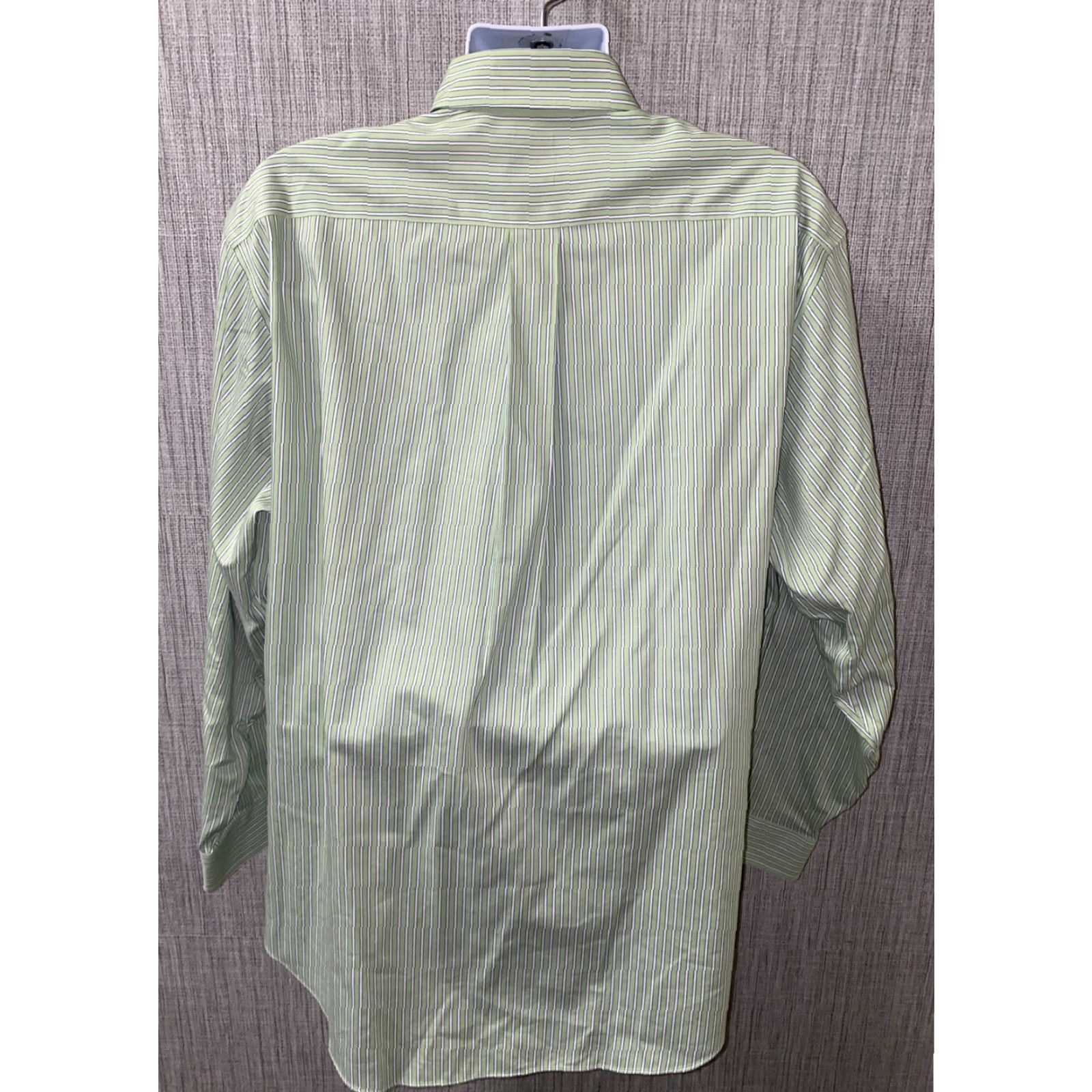 Brooks Brothers Brooks Brothers Mens Dress Shirt XL Green/White Striped Long Sleeve Non-Iron Regular Size Type: Regular Mens Size 46R - 5 Thumbnail