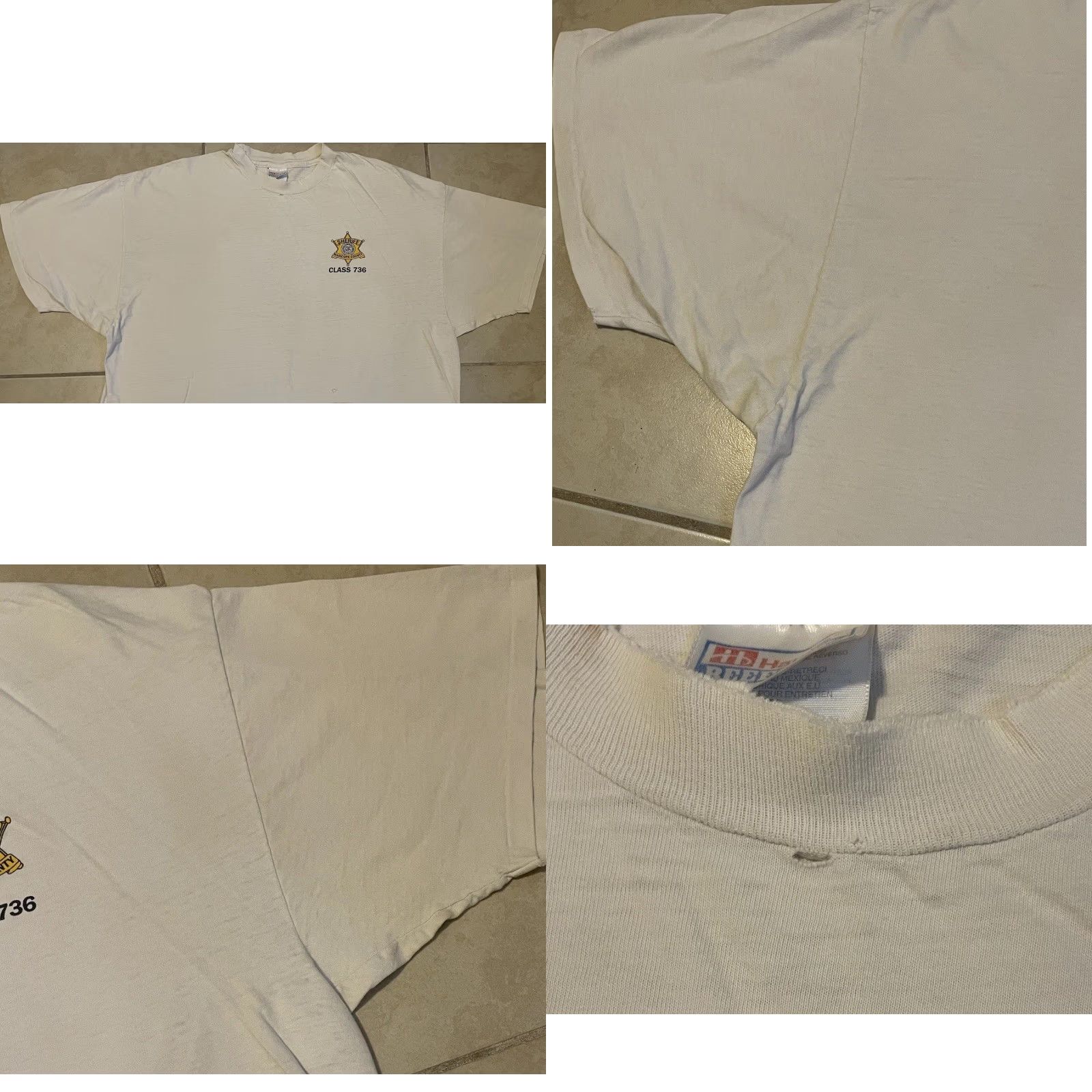 Vintage Vtg 90s Maricopa County Sheriff Academy Faded Distress Shirt 3X Arizona Police Shirt T-Shirt White 3XL Mens Graphic Tee Vintagestyle Size US XXL / EU 58 / 5 - 8 Thumbnail