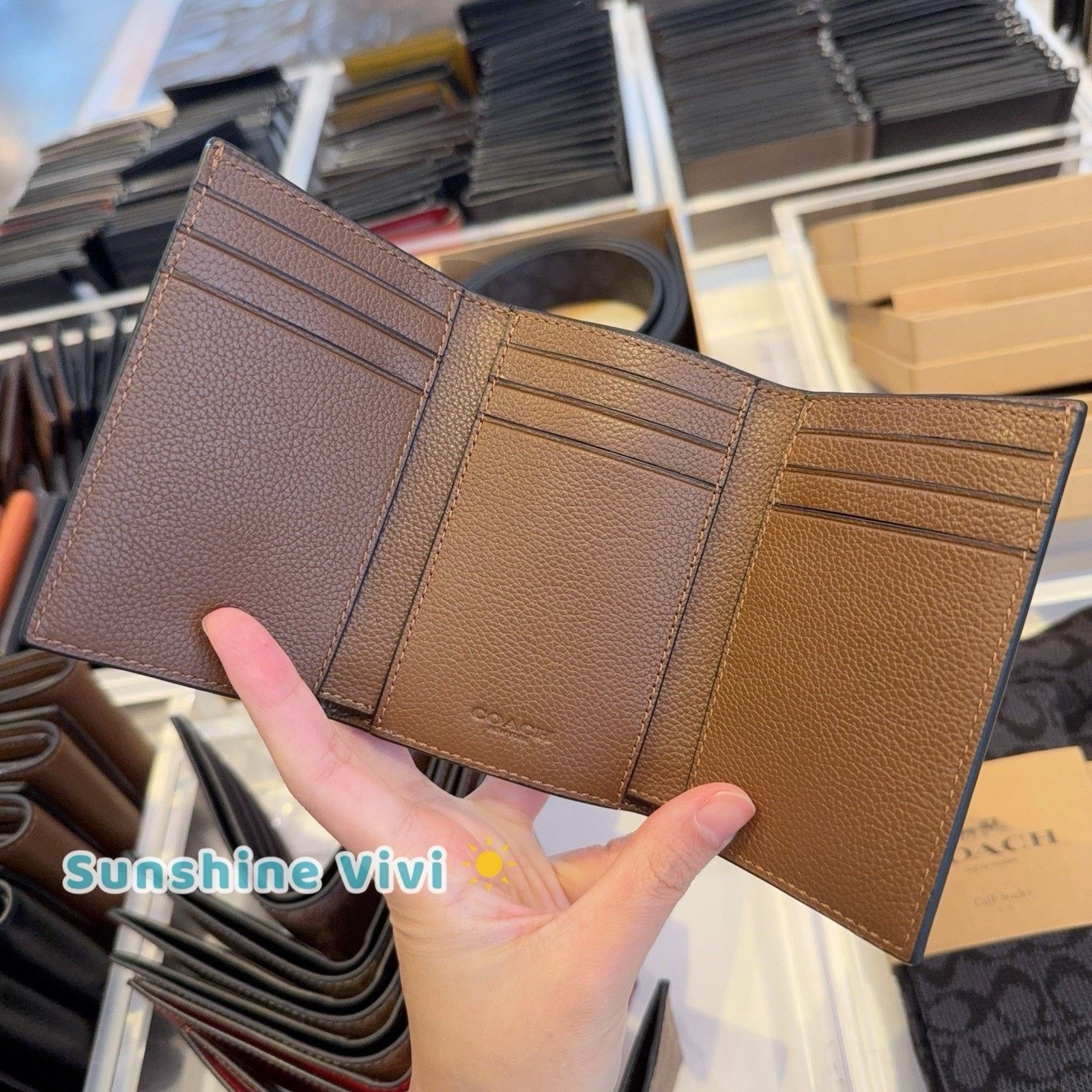 Coach NWT Coach Men's Leather Tri-Fold Wallet 23845 Saddle Size ONE SIZE - 2 Thumbnail