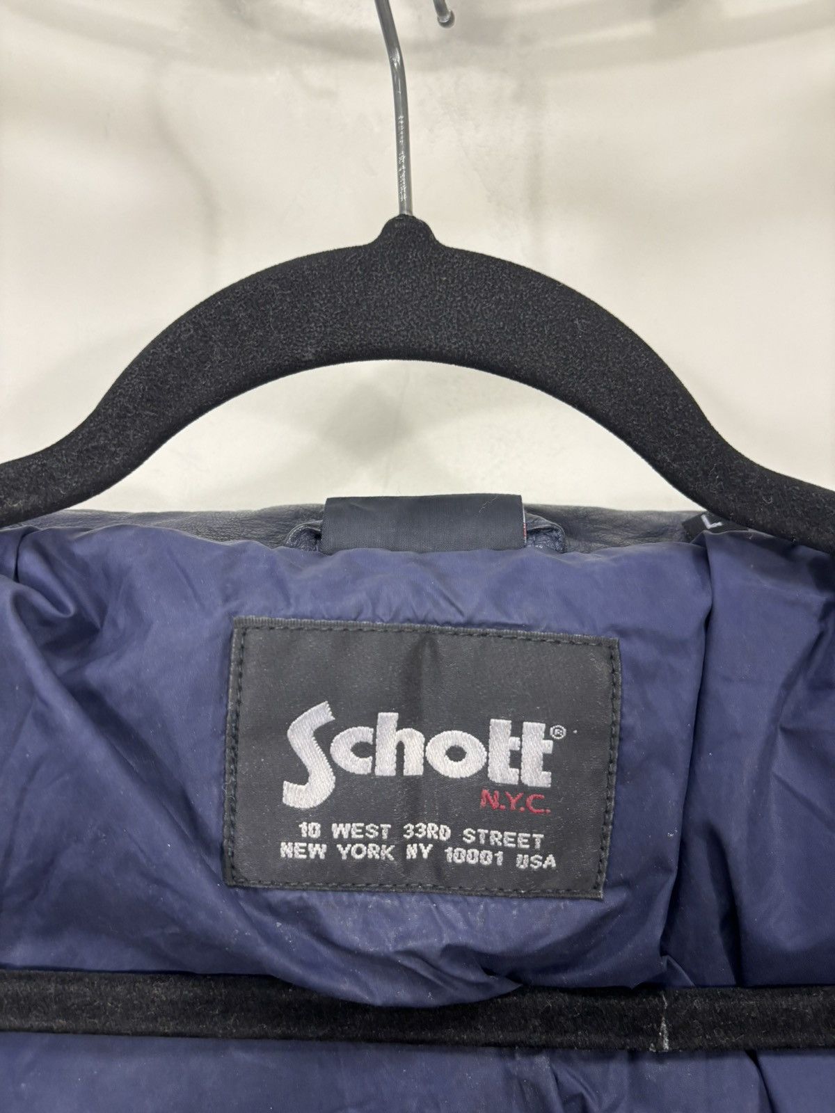 Schott Schott NYC x Fila Men’s Navy Blue Leather Jacket Size US M / EU 48-50 / 2 - 13 Thumbnail