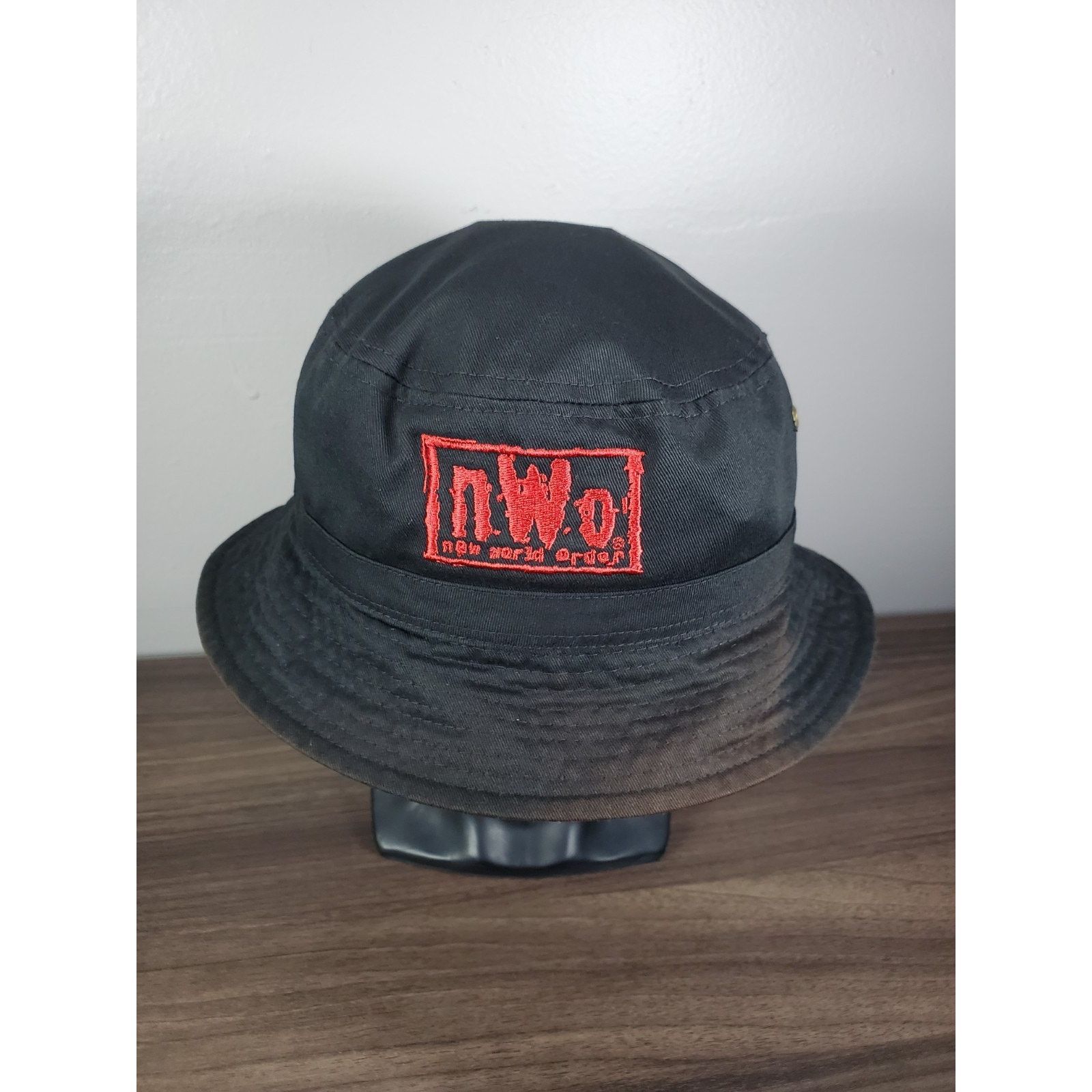 Vintage × WWE × WWF NWO New World Order Cap Bucket Hat Fitted Large WCW WWE WWF Size 40 - 1 Thumbnail
