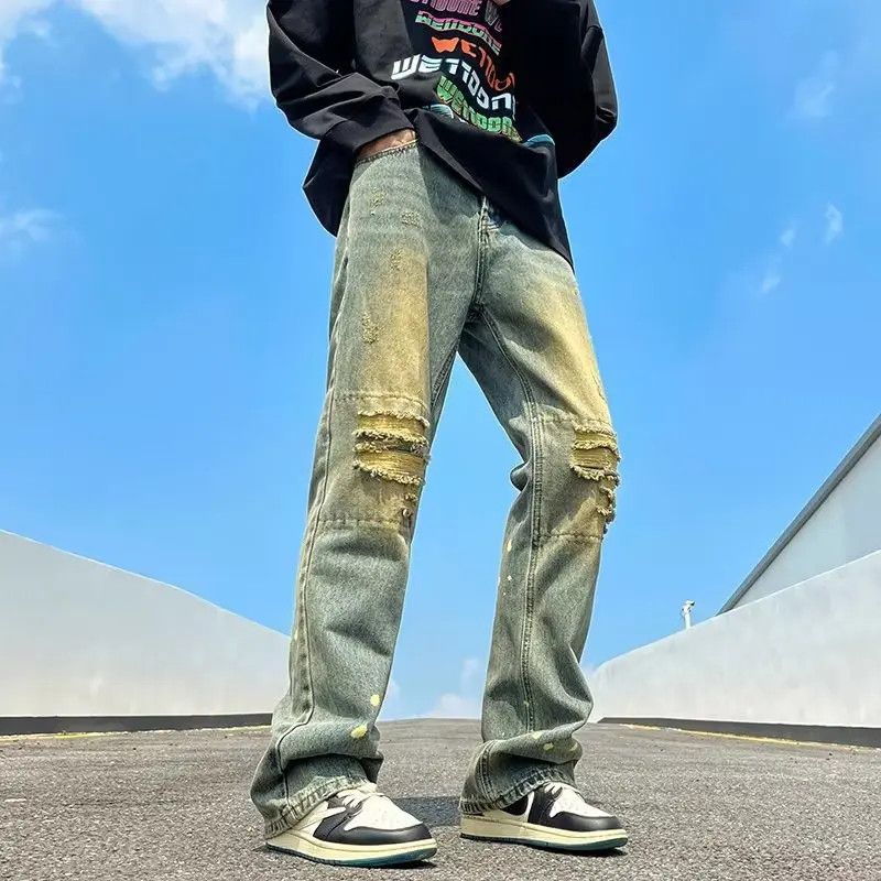 Japanese Brand × Jean Retro loose splashed ink ripped jeans Size US 32 / EU 48 - 2 Thumbnail