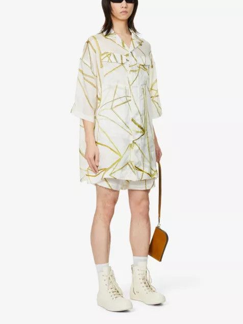 Rick Owens o1y0325 Patterned Shirt in White/Acid Green Size US S / EU 44-46 / 1 - 2 Thumbnail