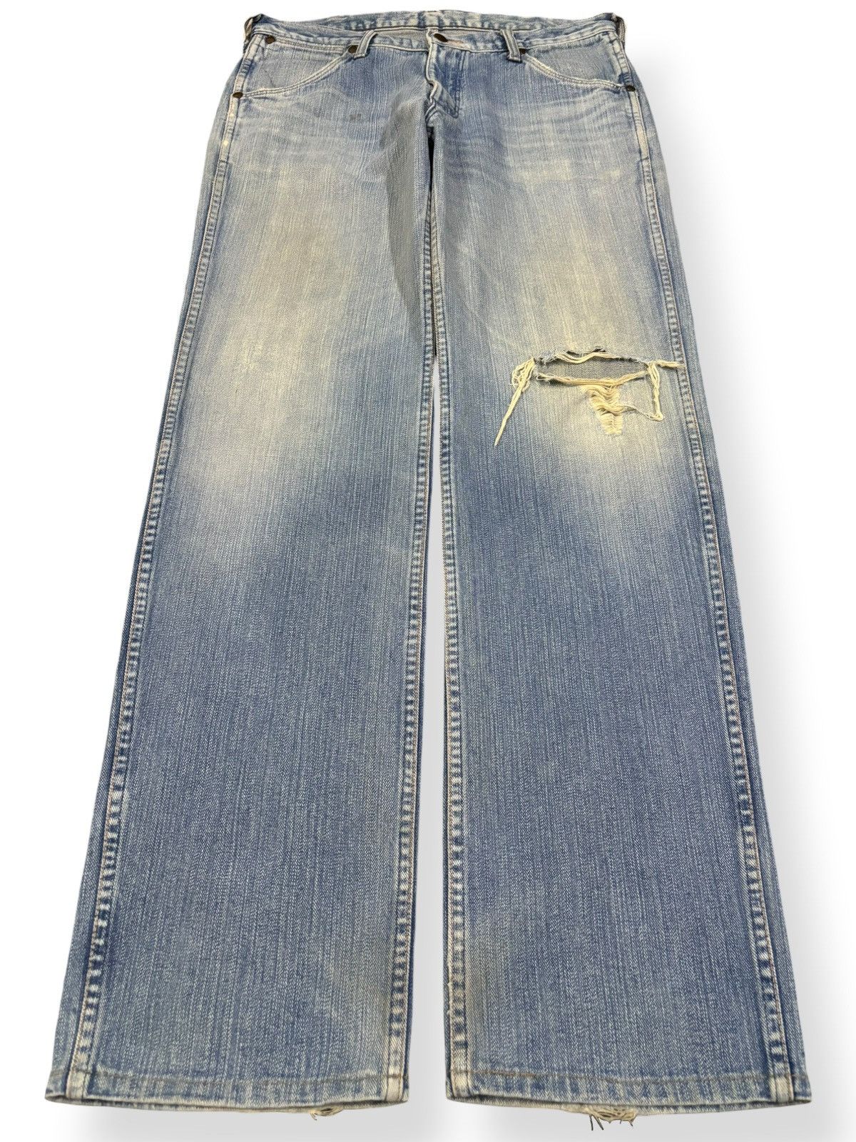 Wrangler Vintage Y2K Wrangler Blue Wash Faded Distressed Jeans Size US 34 / EU 50 - 1 Thumbnail