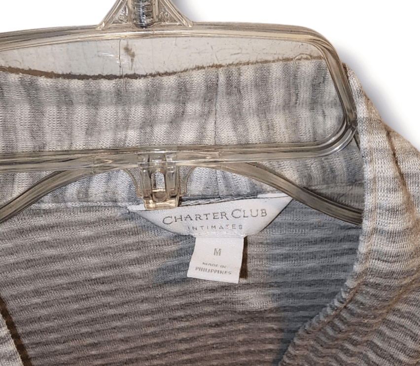 Other Charter Club Robe Women Size M Gray Dotted Pockets Tie Belt Size ONE SIZE - 2 Thumbnail