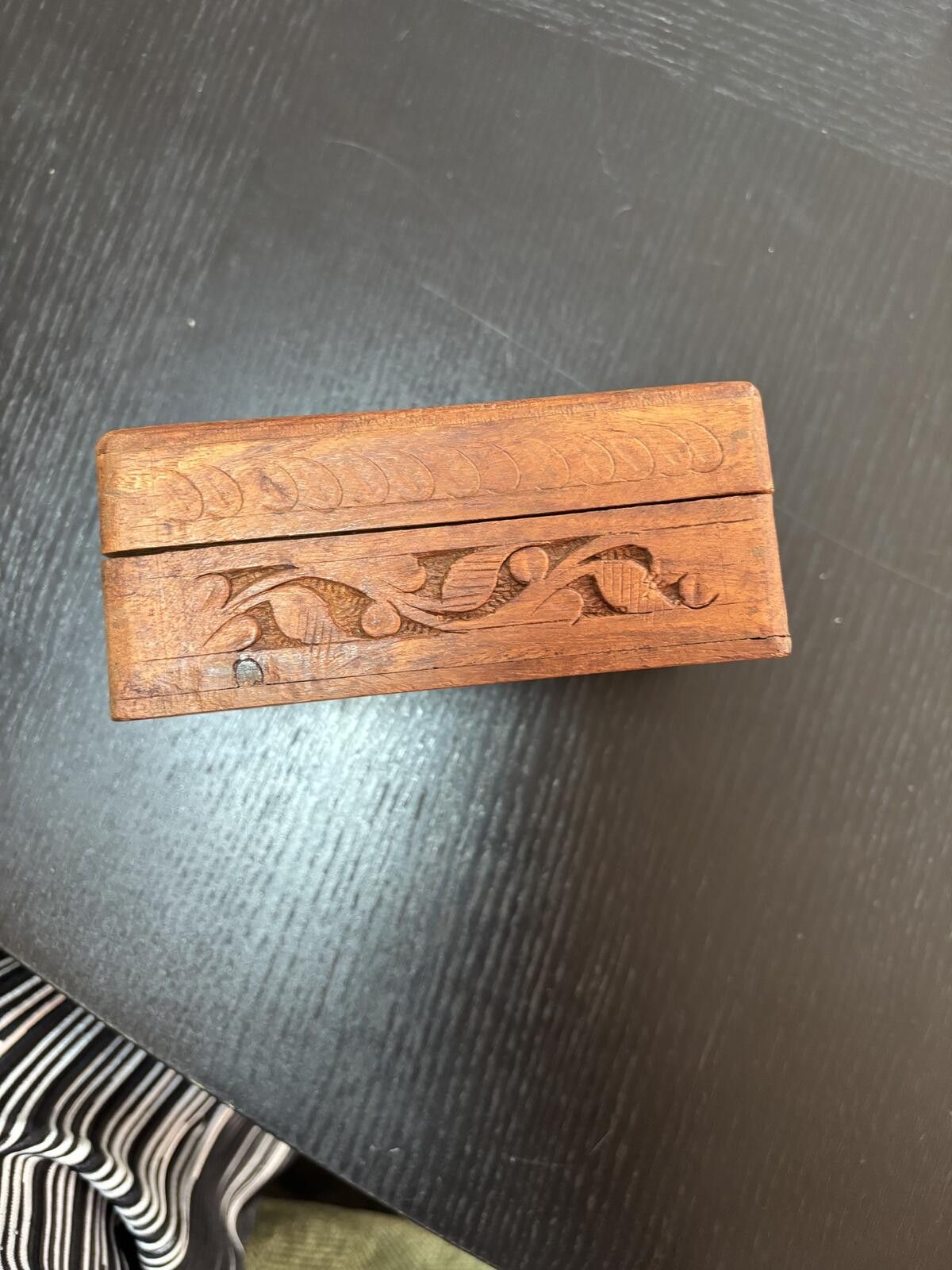 The Unbranded Brand Hand-Carved Wooden Jewelry or Trinket Box with Floral Design Size ONE SIZE - 4 Thumbnail