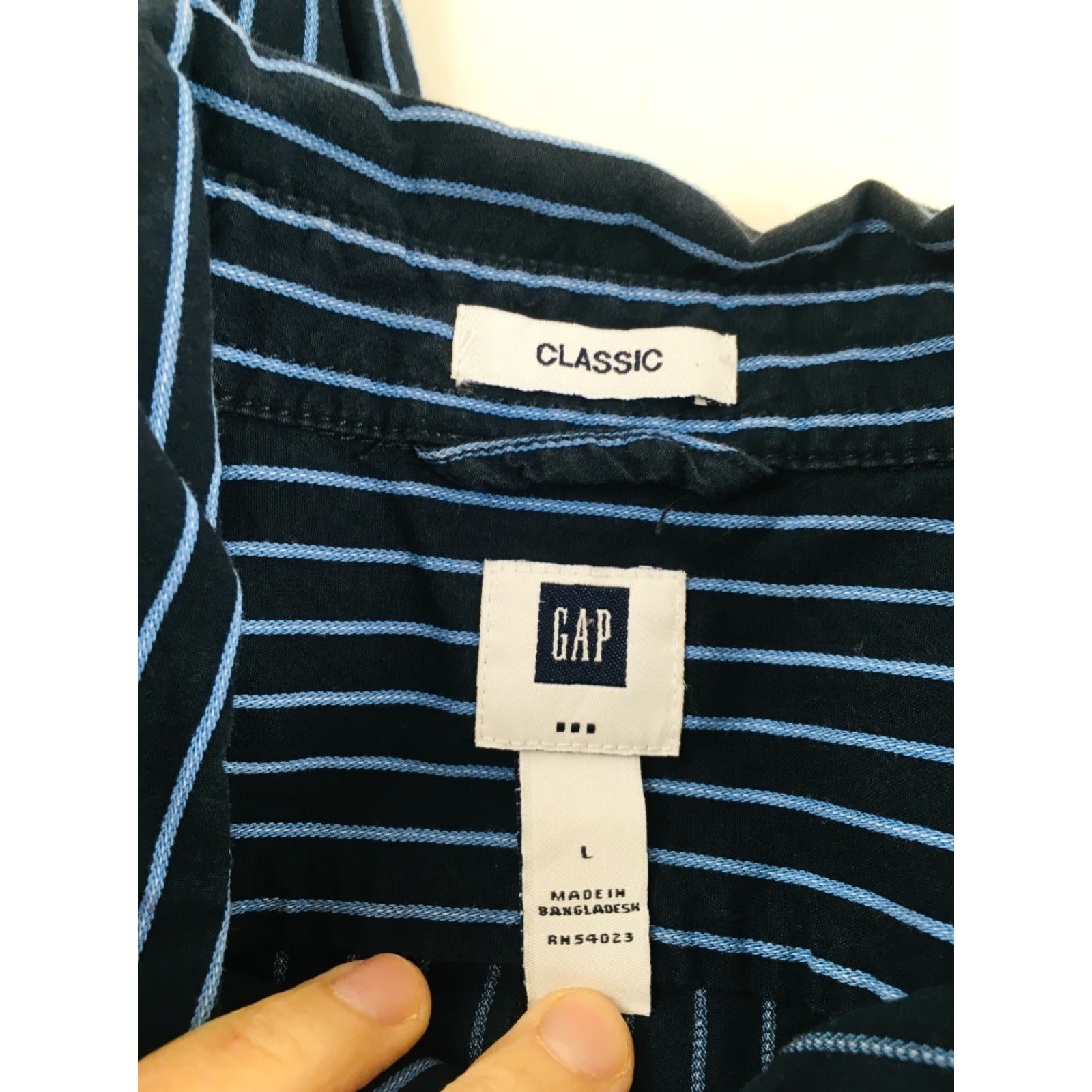 Gap Gap Shirt Men Large Black Blue Striped Long Sleeve Button-Up Classic Fit Size US L / EU 52-54 / 3 - 6 Thumbnail