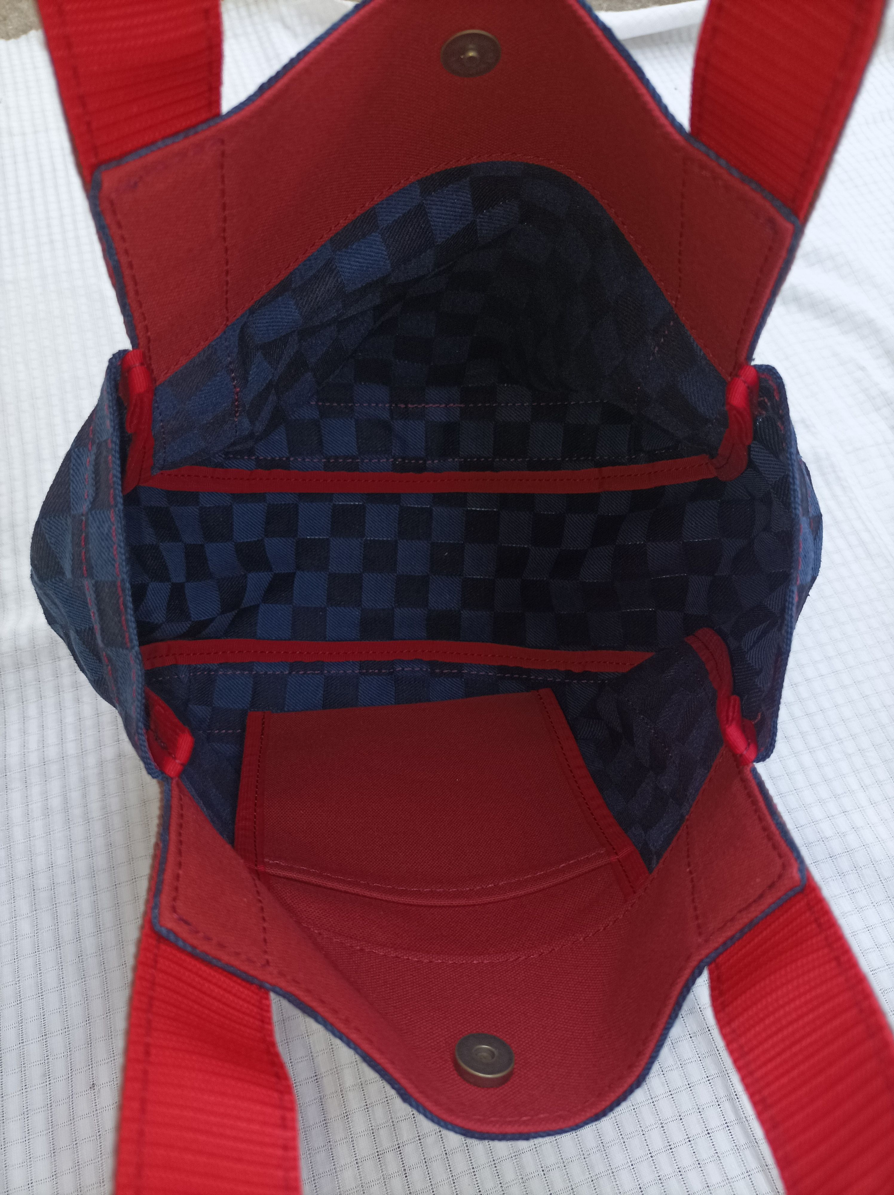 Japanese Brand (B56) Kurashiki Ogino Hanpu Navy Blue Check Cotton Hand Bag Size ONE SIZE - 8 Thumbnail