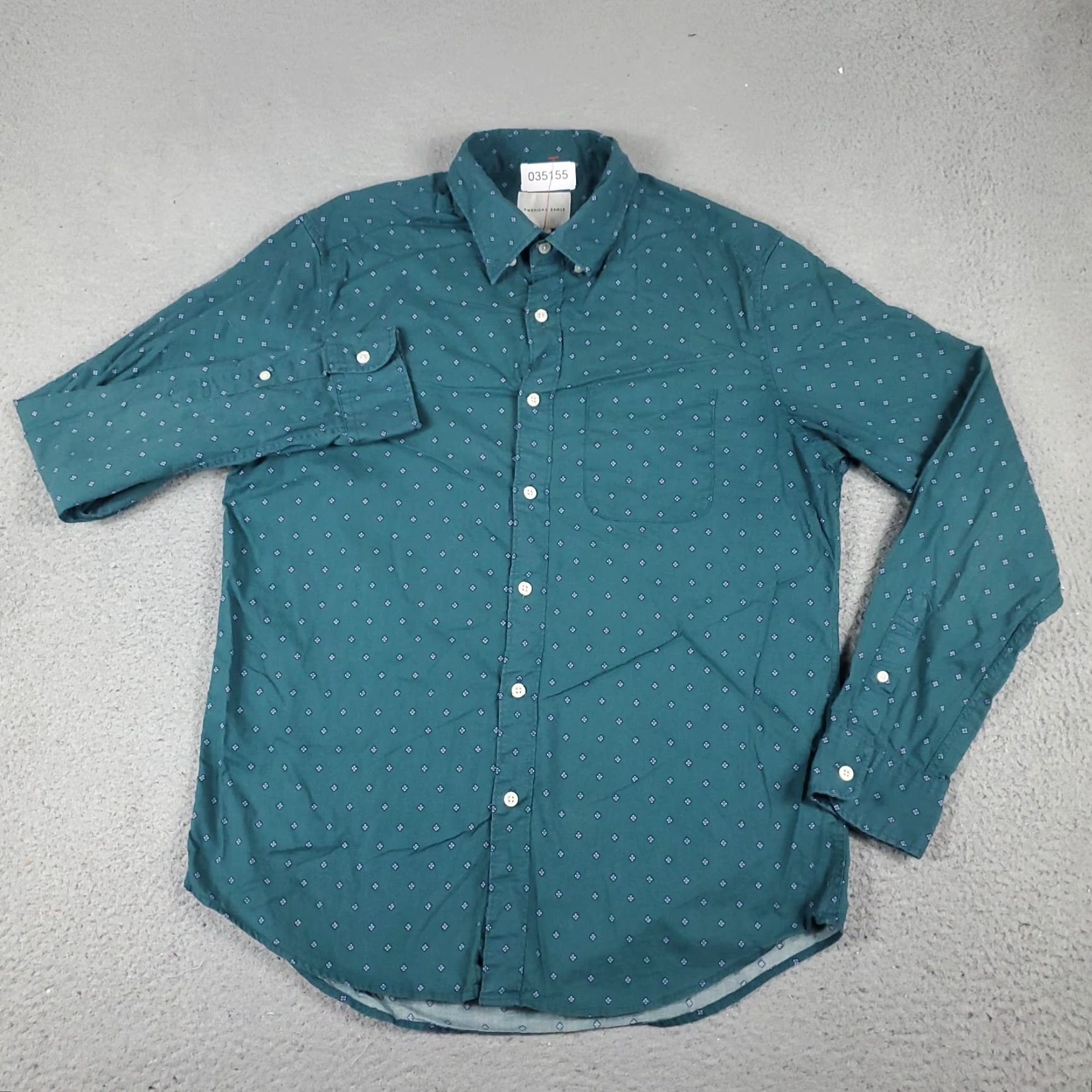 American Eagle Outfitters American Eagle Shirt Men's Medium Green Geometric Casual Button-Up Long Sleeve Size US M / EU 48-50 / 2 - 2 Thumbnail