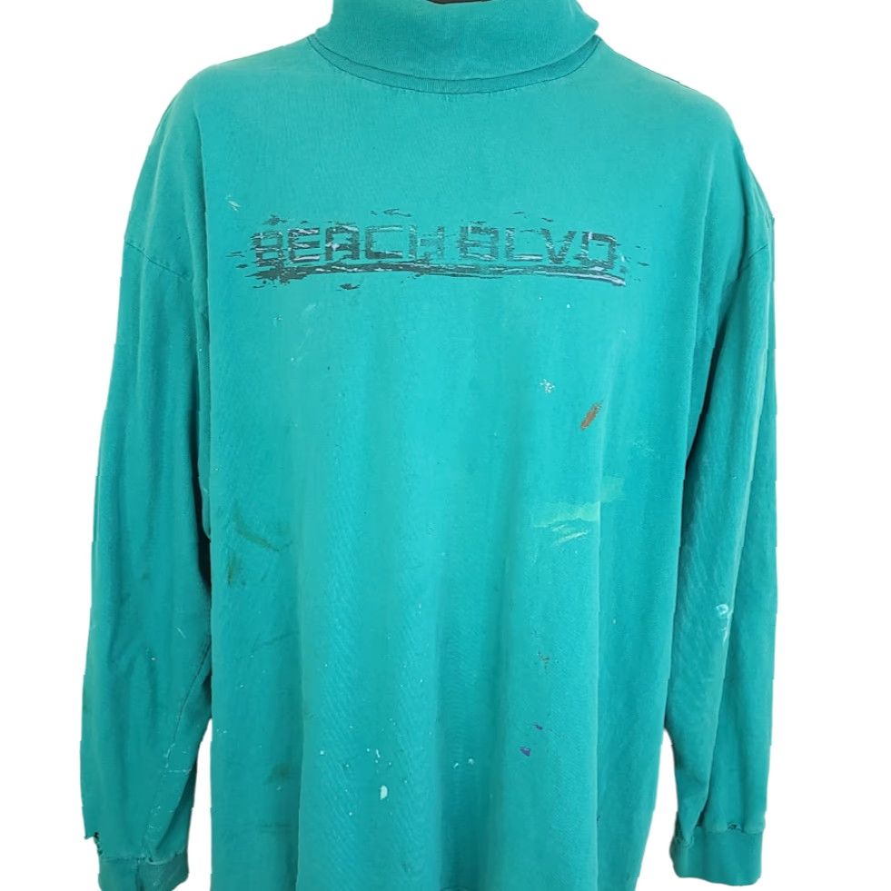 Vintage VINTAGE Beach Blvd Turtleneck T Shirt Mens Size Large 80s Surfer Made In USA Blue 100% Cotton Size US L / EU 52-54 / 3 - 2 Thumbnail