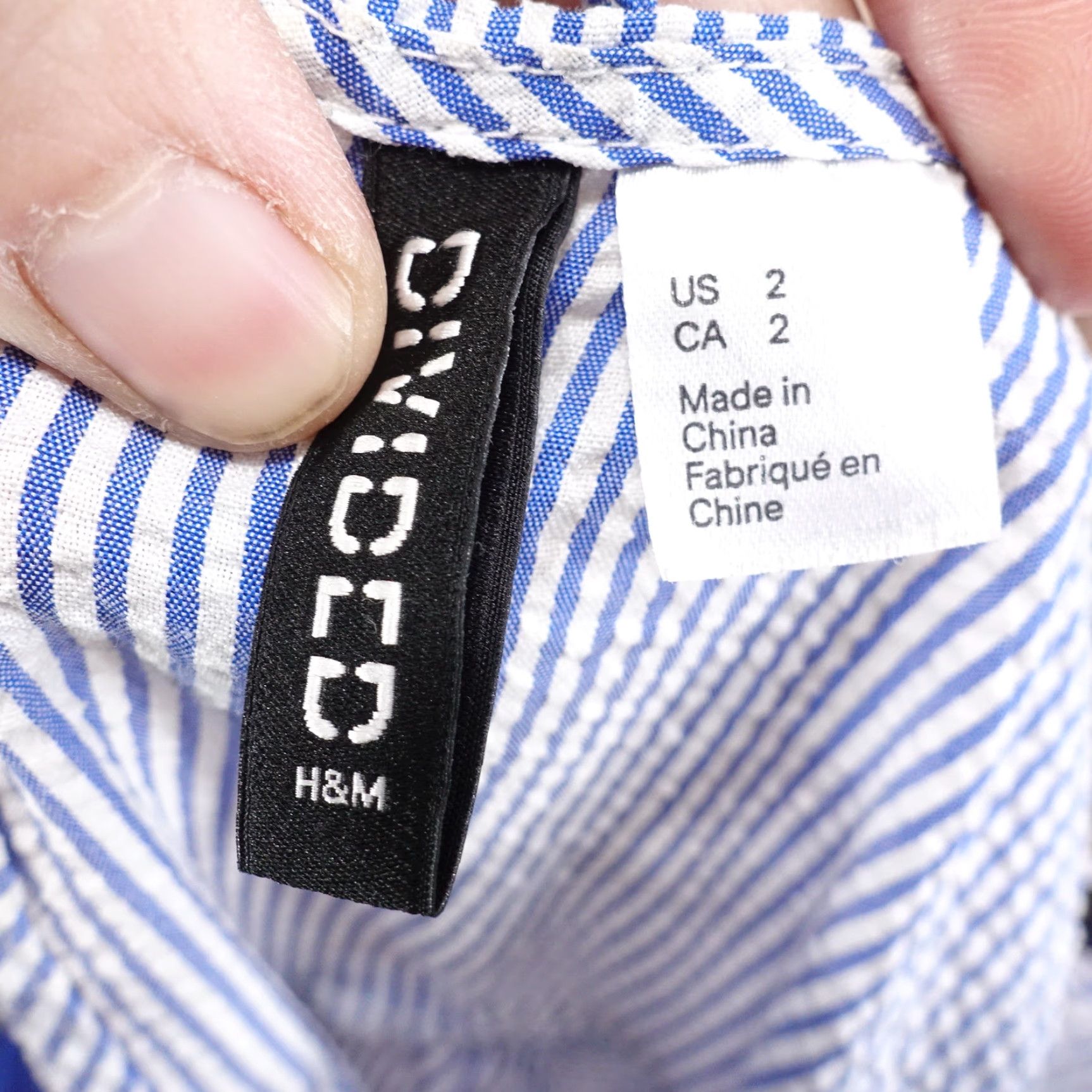 H&M H&M Blue White Striped Seersucker Mini Dress Womens Size 2 Size XS / US 0-2 / IT 36-38 - 7 Thumbnail