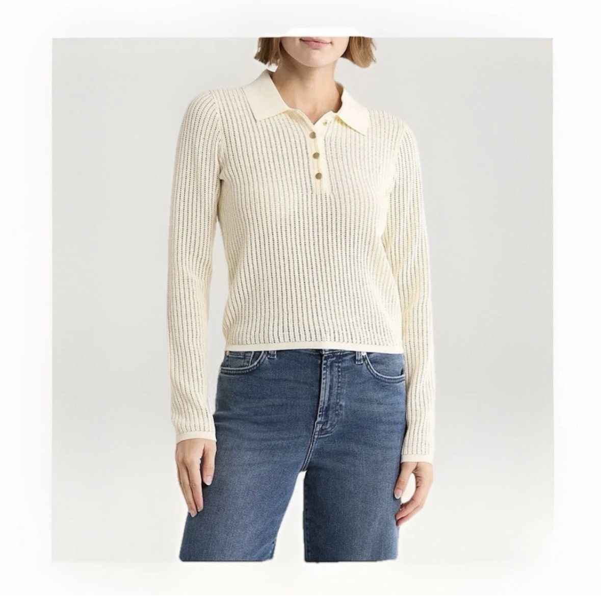Rag & Bone Rag & Bone Vivi Polo Sweater Small Chalk White Size S / US 4 / IT 40 - 2 Thumbnail