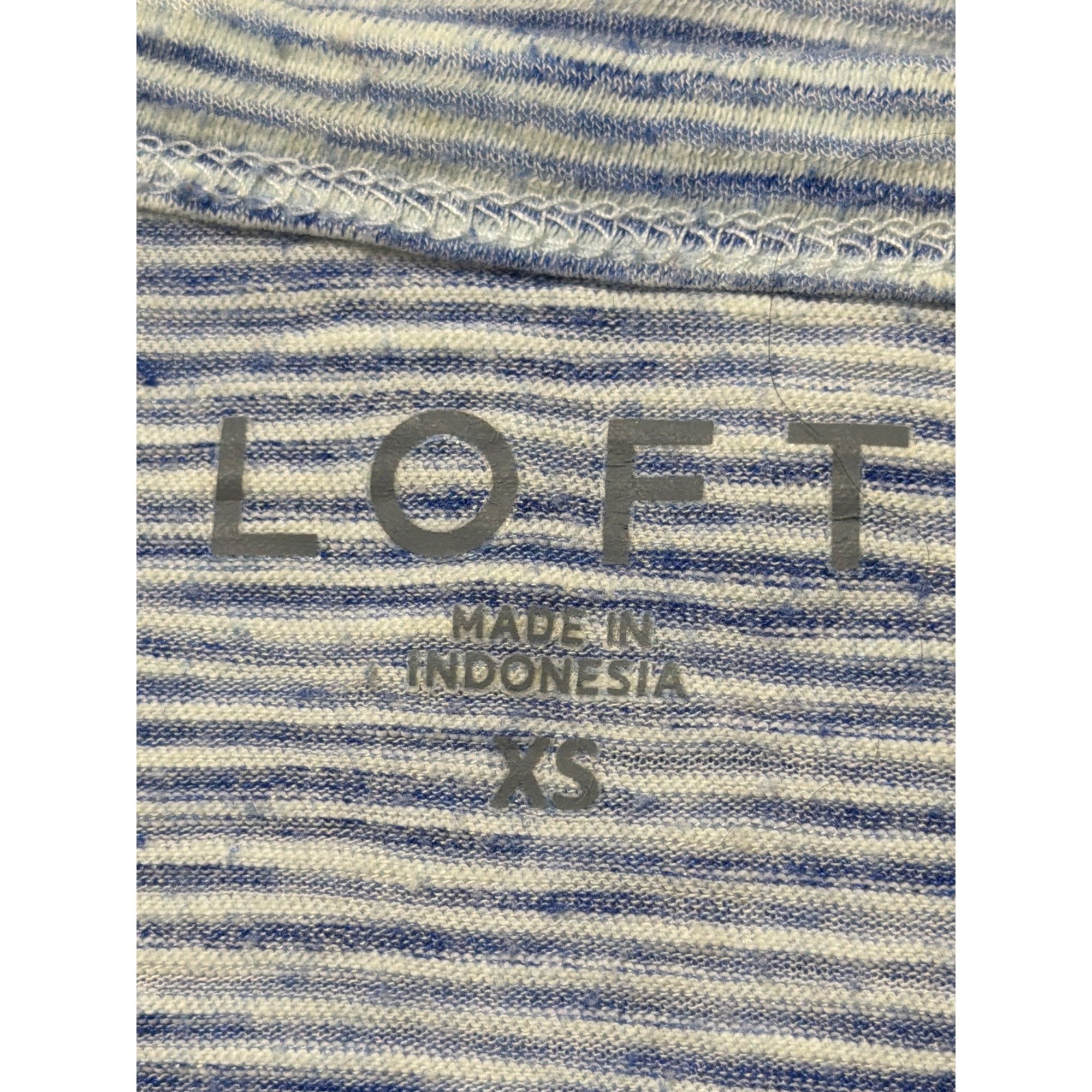 Loft Loft Blue White Striped V Neck Short Sleeve T Shirt Soft Lig Size XS / US 0-2 / IT 36-38 - 5 Thumbnail