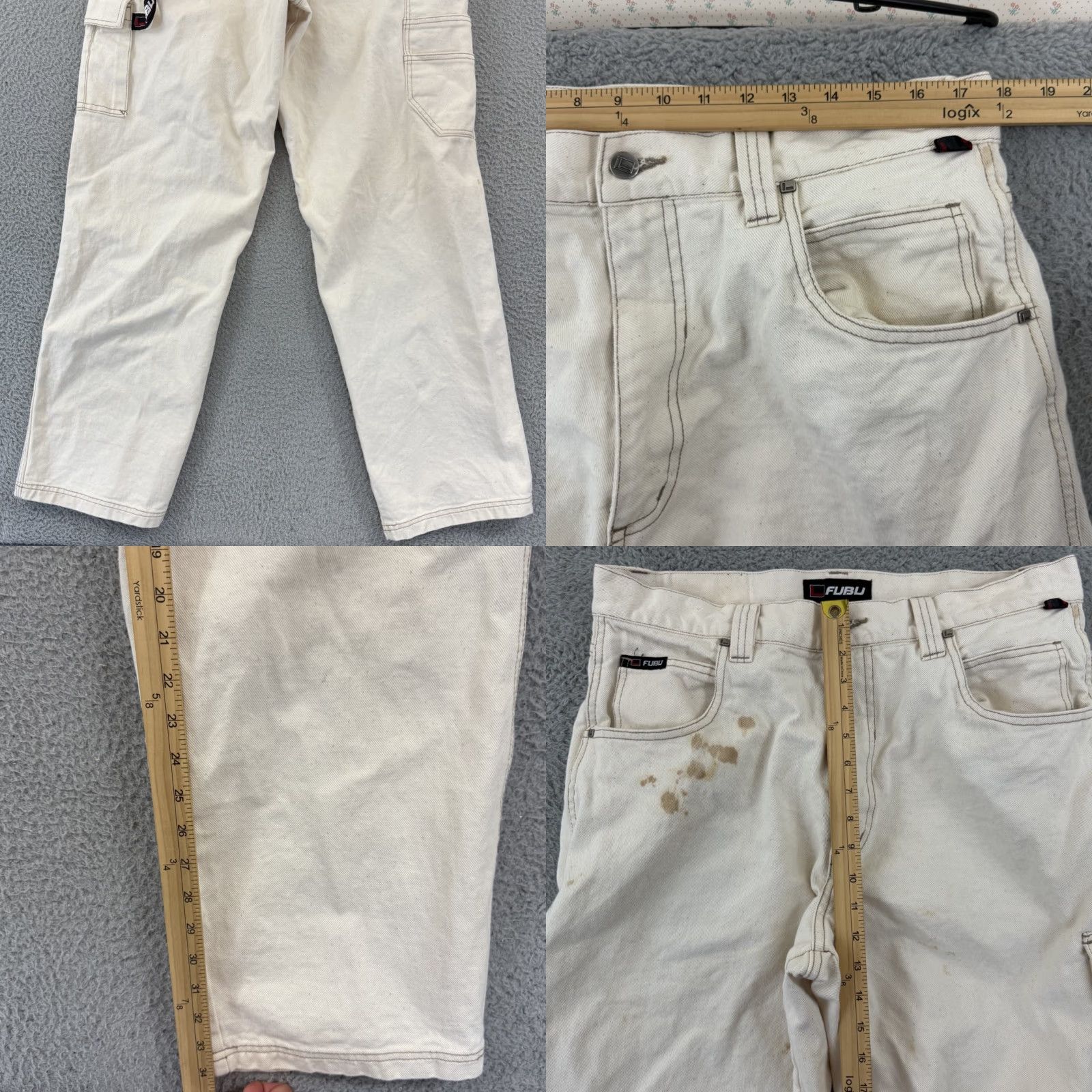 Fubu VINTAGE FUBU Jeans Mens 36x34 White Denim Carpenter Baggy Hip Hop 90s Loose Shirt Jeans Mens 90s Hip Hop White Denim Baggy Wide-Leg Relaxed 90s FUBU Size US 36 / EU 52 - 8 Thumbnail