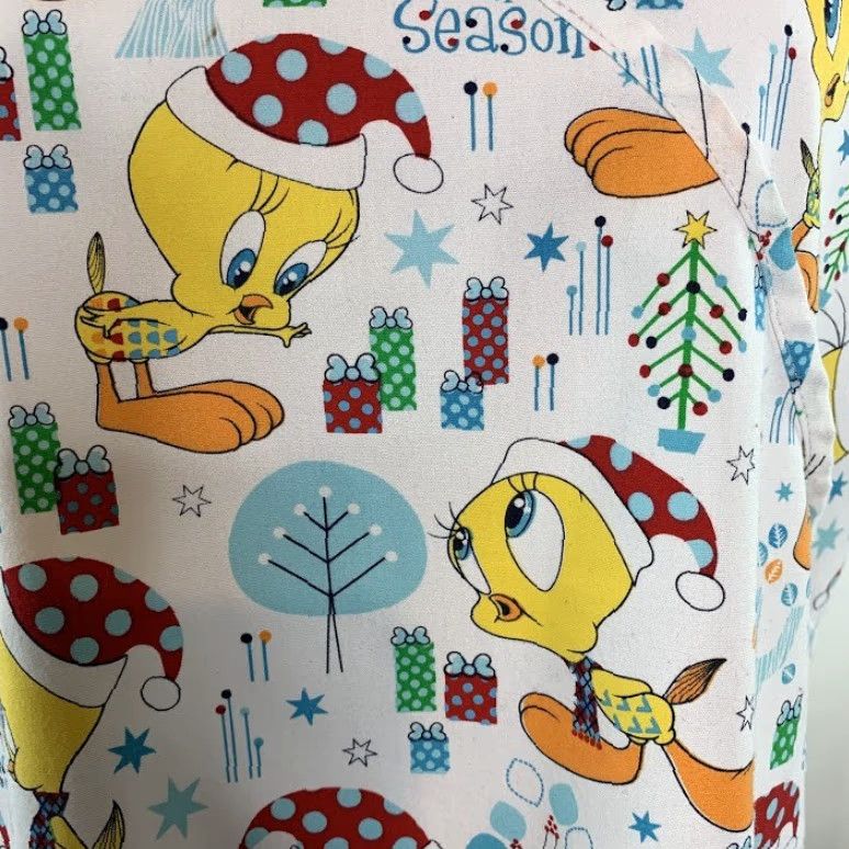 Vintage Looney Tunes Christmas Scrub Top Tweedie Bird Size L Womens Size L / US 10 / IT 46 - 2 Thumbnail