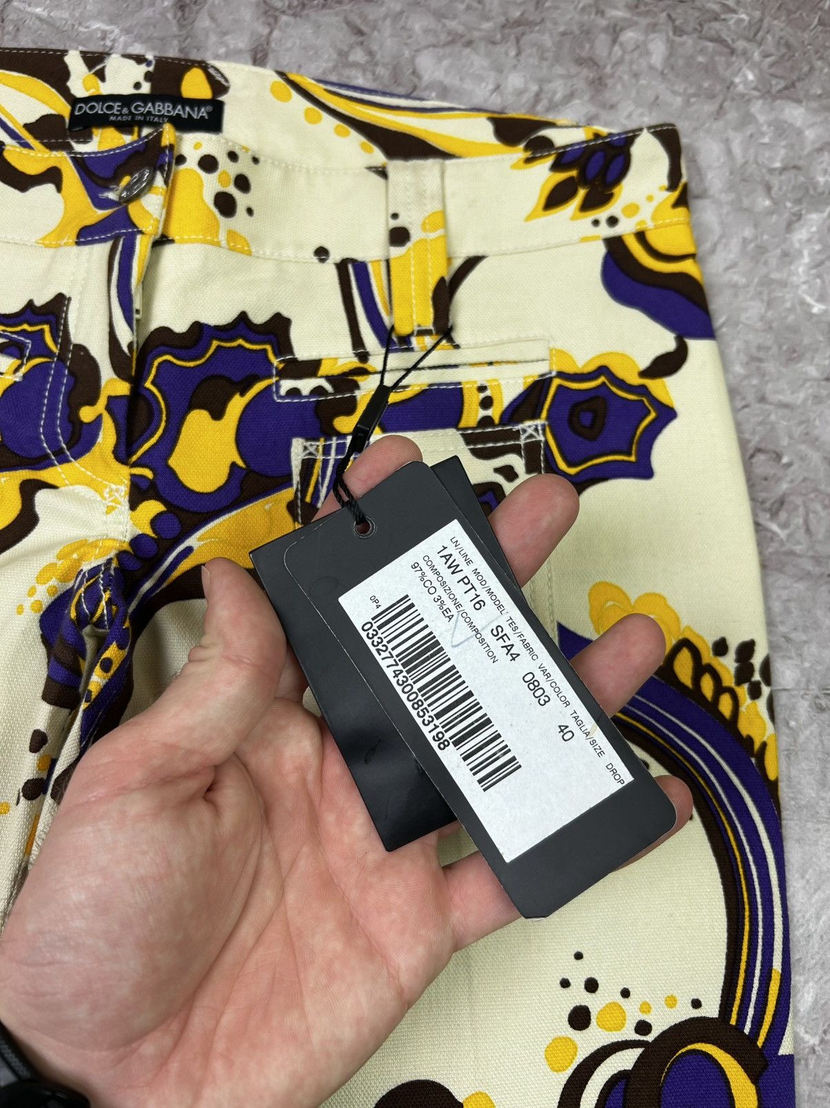 Dolce & Gabbana Dolce Gabbana Floral Pants With Purple And Gold Pattern Size 40" / US 18 - 5 Thumbnail