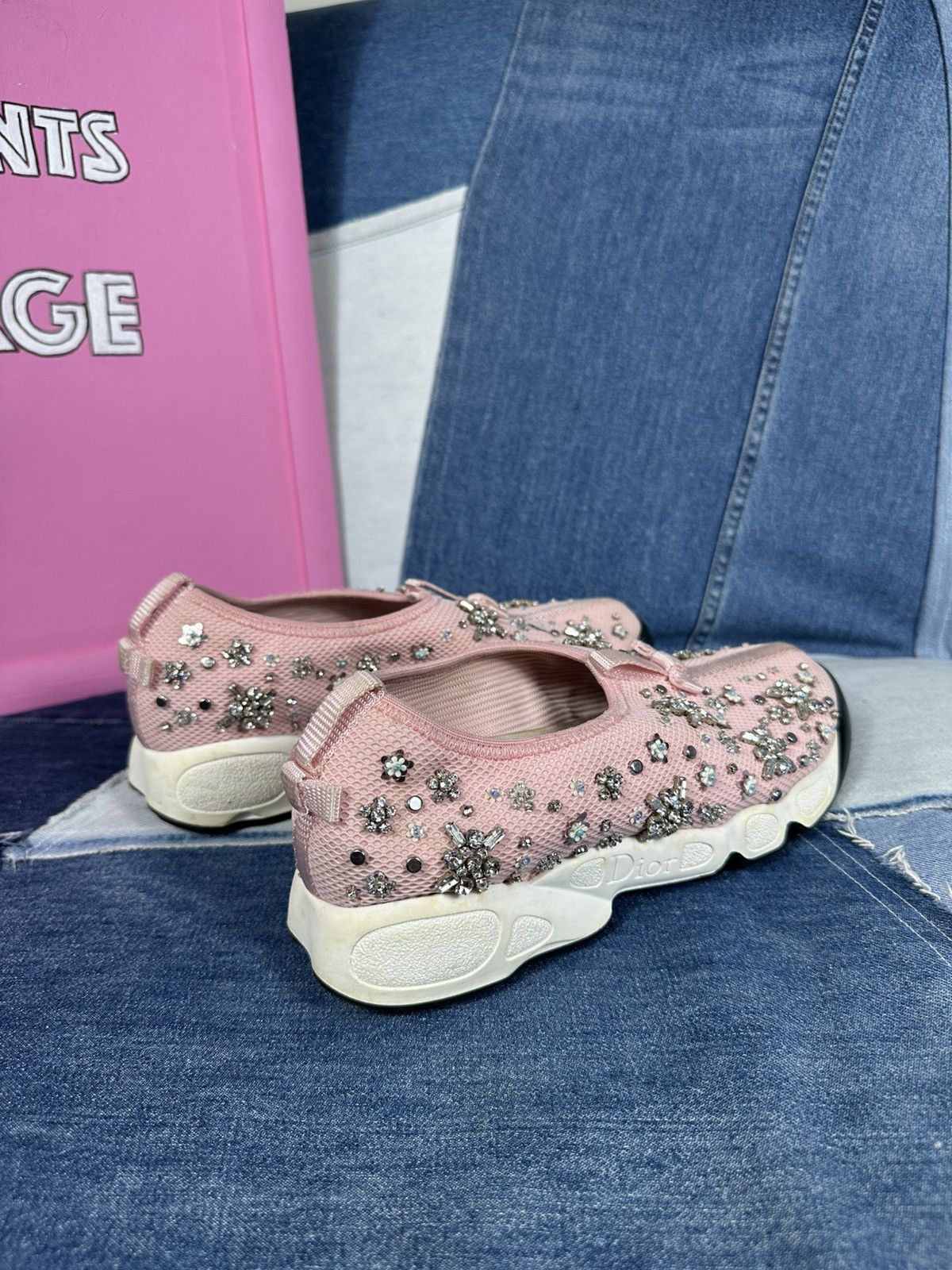 Dior Dior Fusion Pink Bling Mesh Rhinestones Low Sneakers Size US 7 / IT 37 - 3 Thumbnail